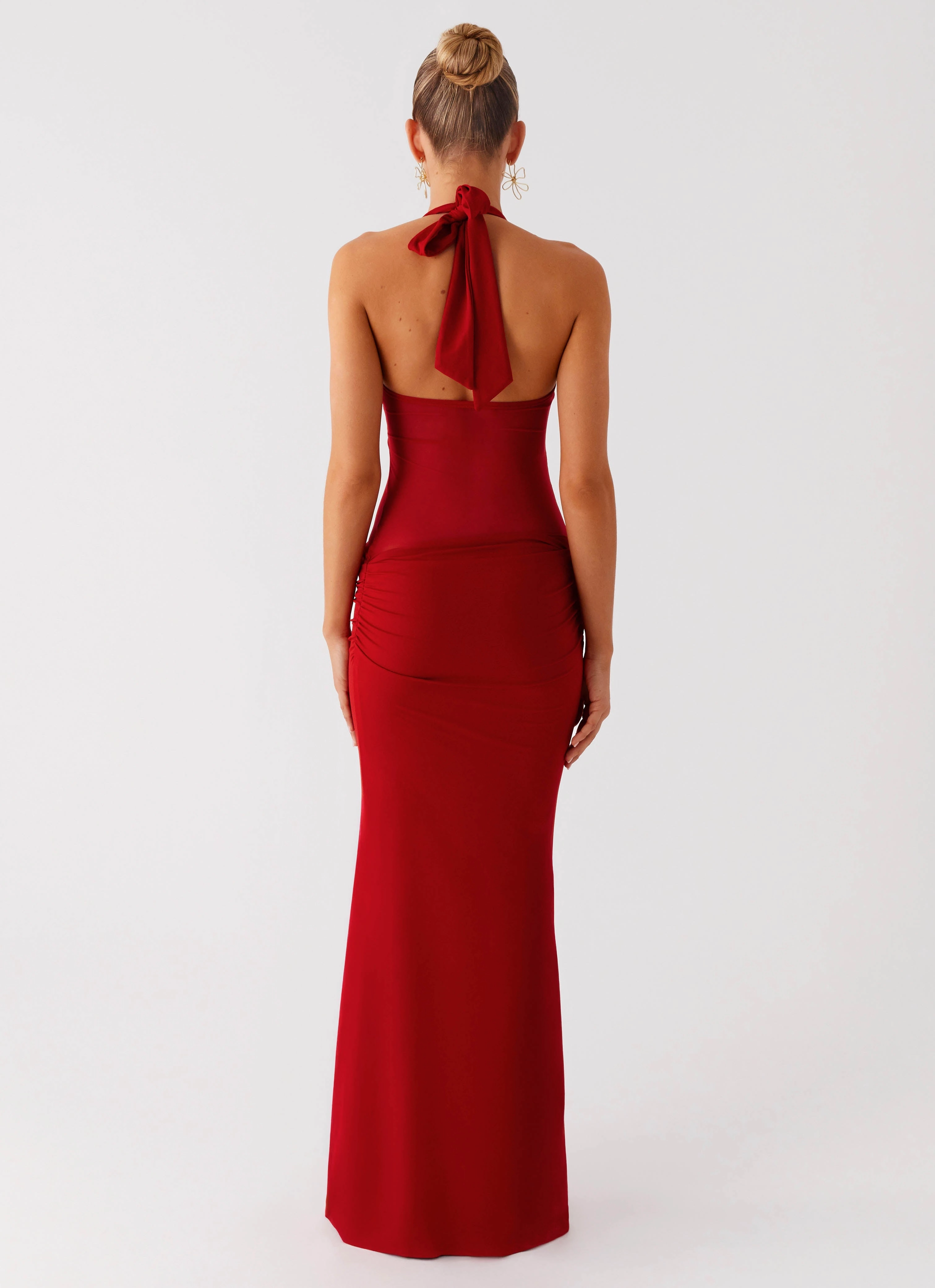 Clean Grace Billen Halter Maxi Dress - Red
