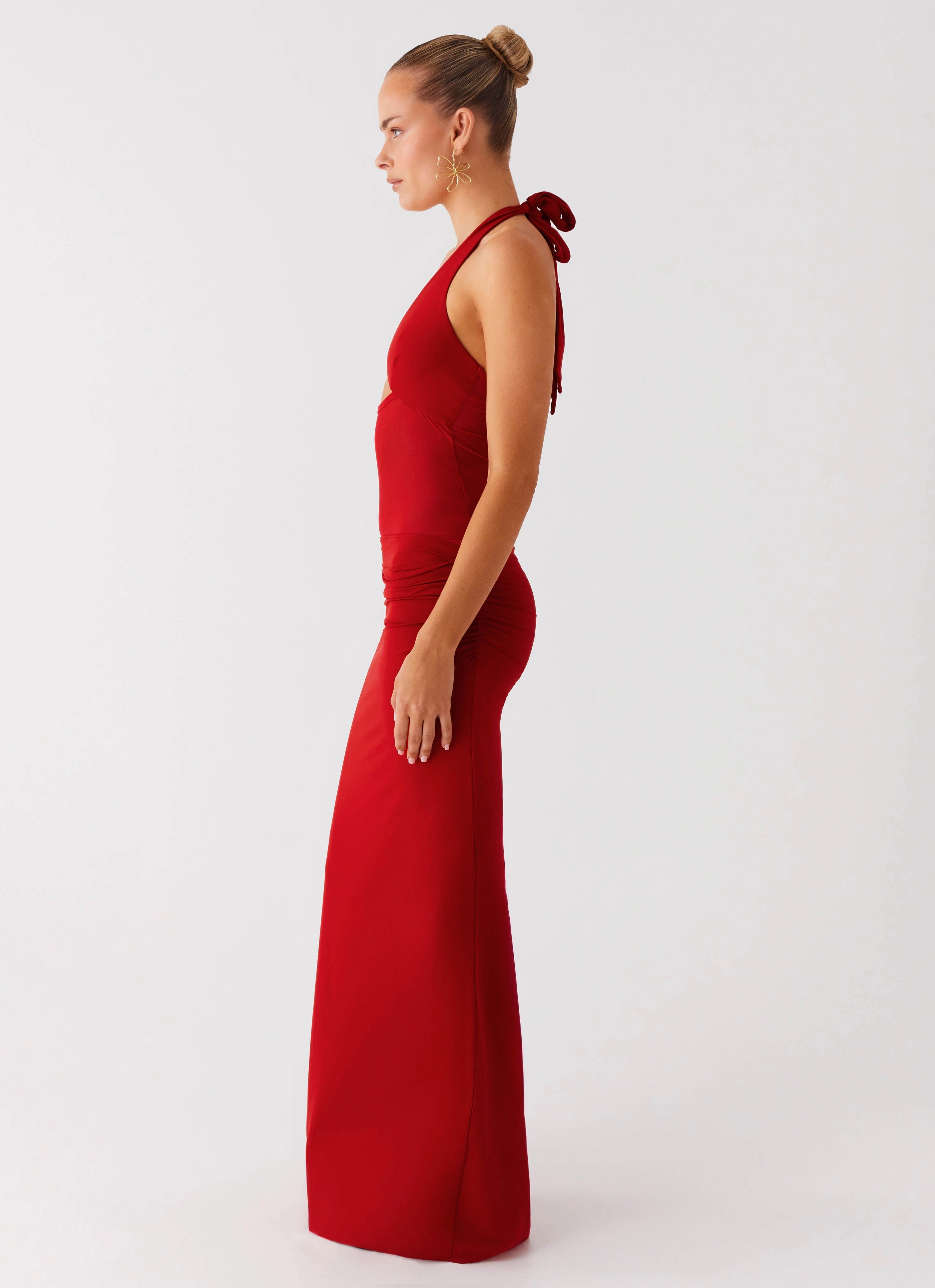 Billen Halter Maxi Dress - Red Resort Vibes Natural Light