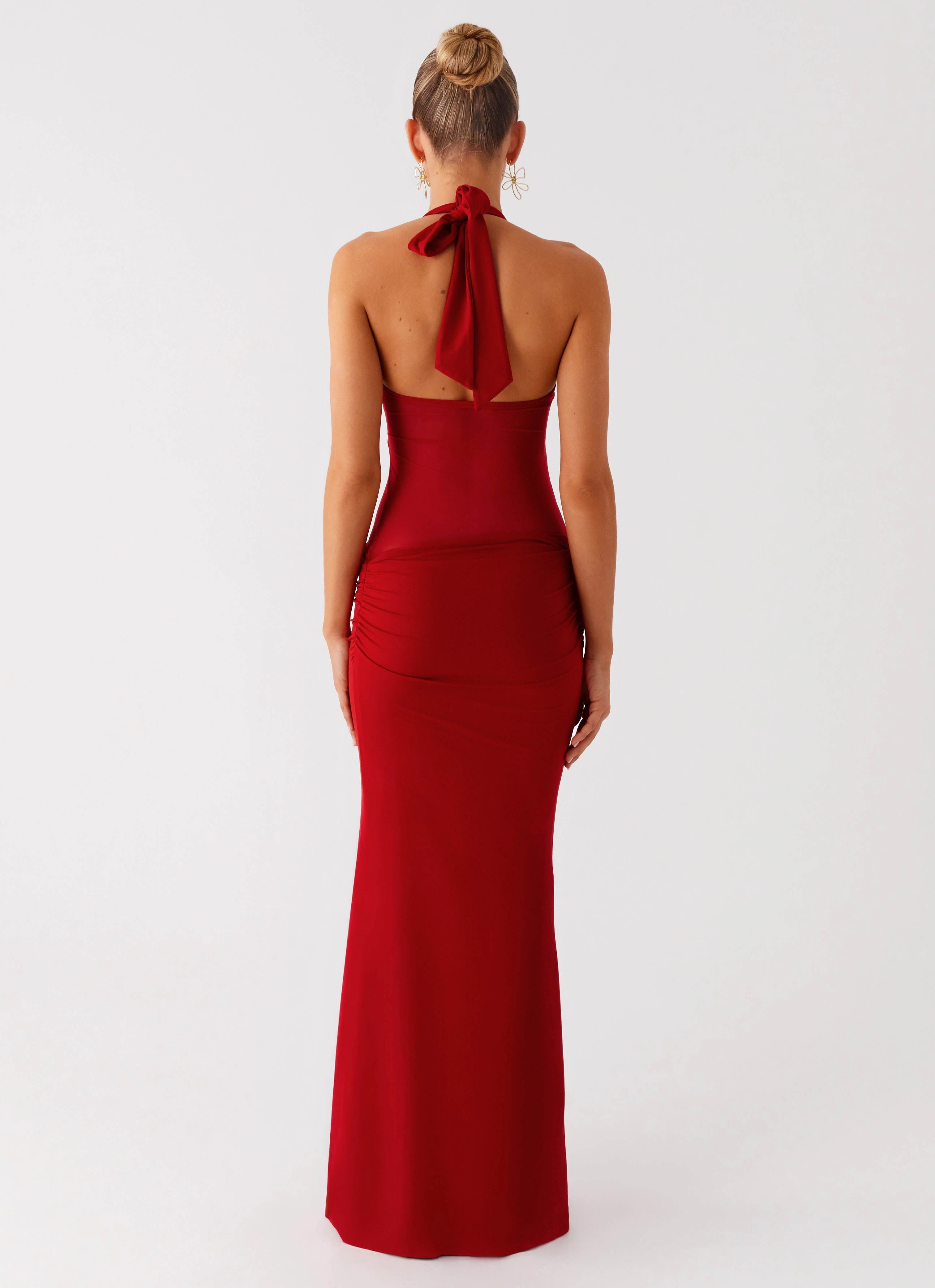 Billen Halter Maxi Dress - Red Practical work-to-play piece Tonal-Panel
