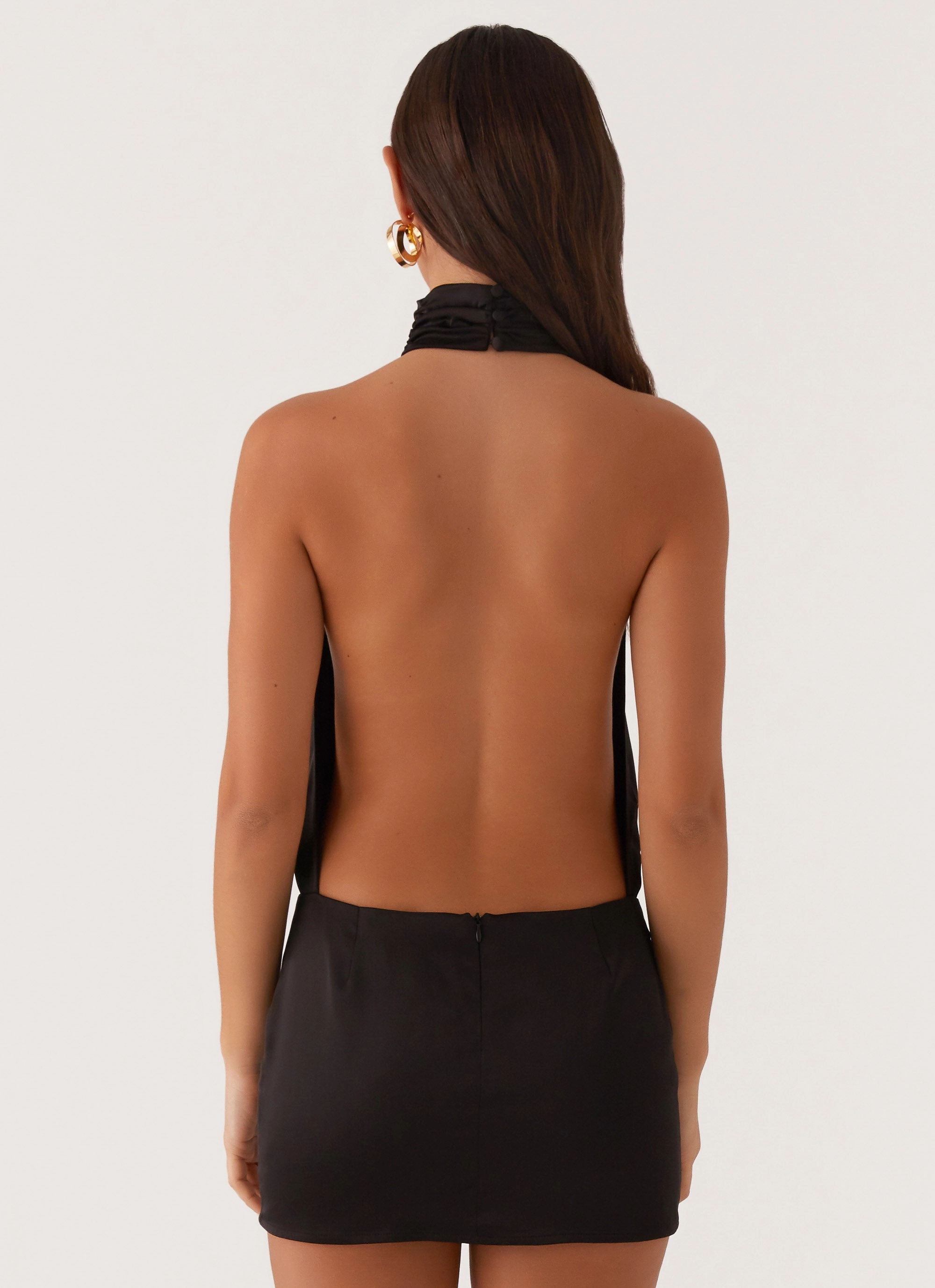 Birdie Halterneck Mini Dress - Black Long Lines