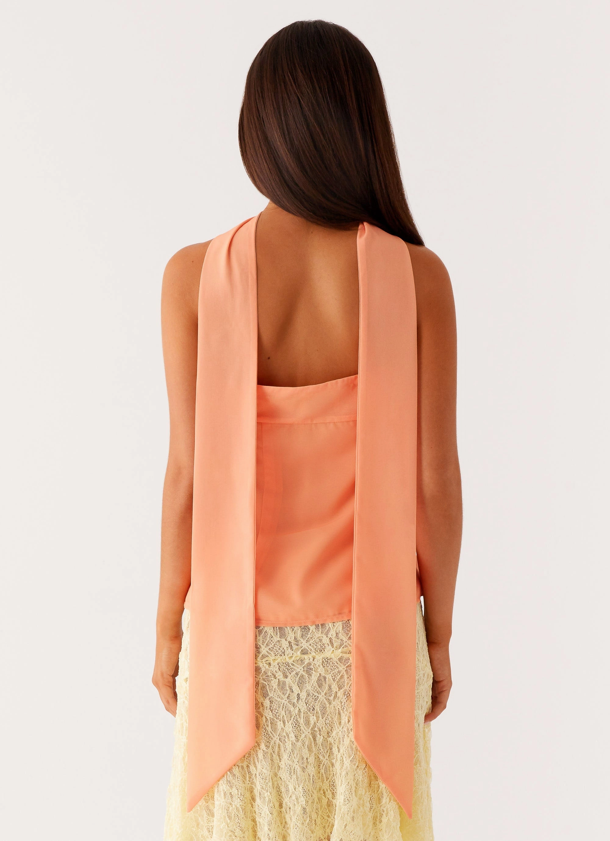 Blaise Scarf Top - Orange Floral Layered Hem Detailing