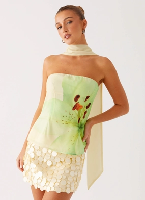 LowImpact Dye Process Blaise Scarf Top - Yellow Floral