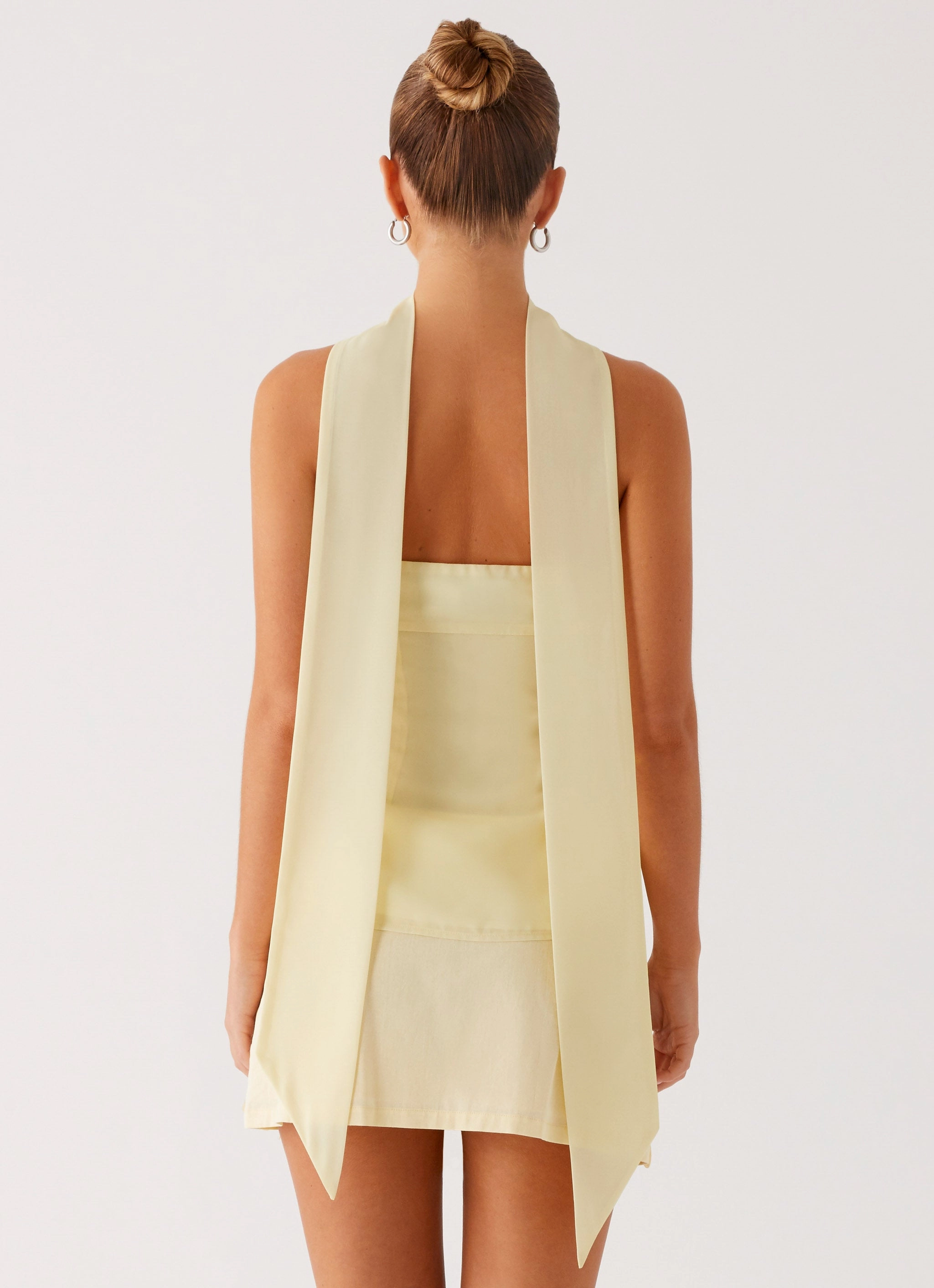 Blaise Scarf Top - Yellow Floral Breathable Mesh Insert Easy Care Material