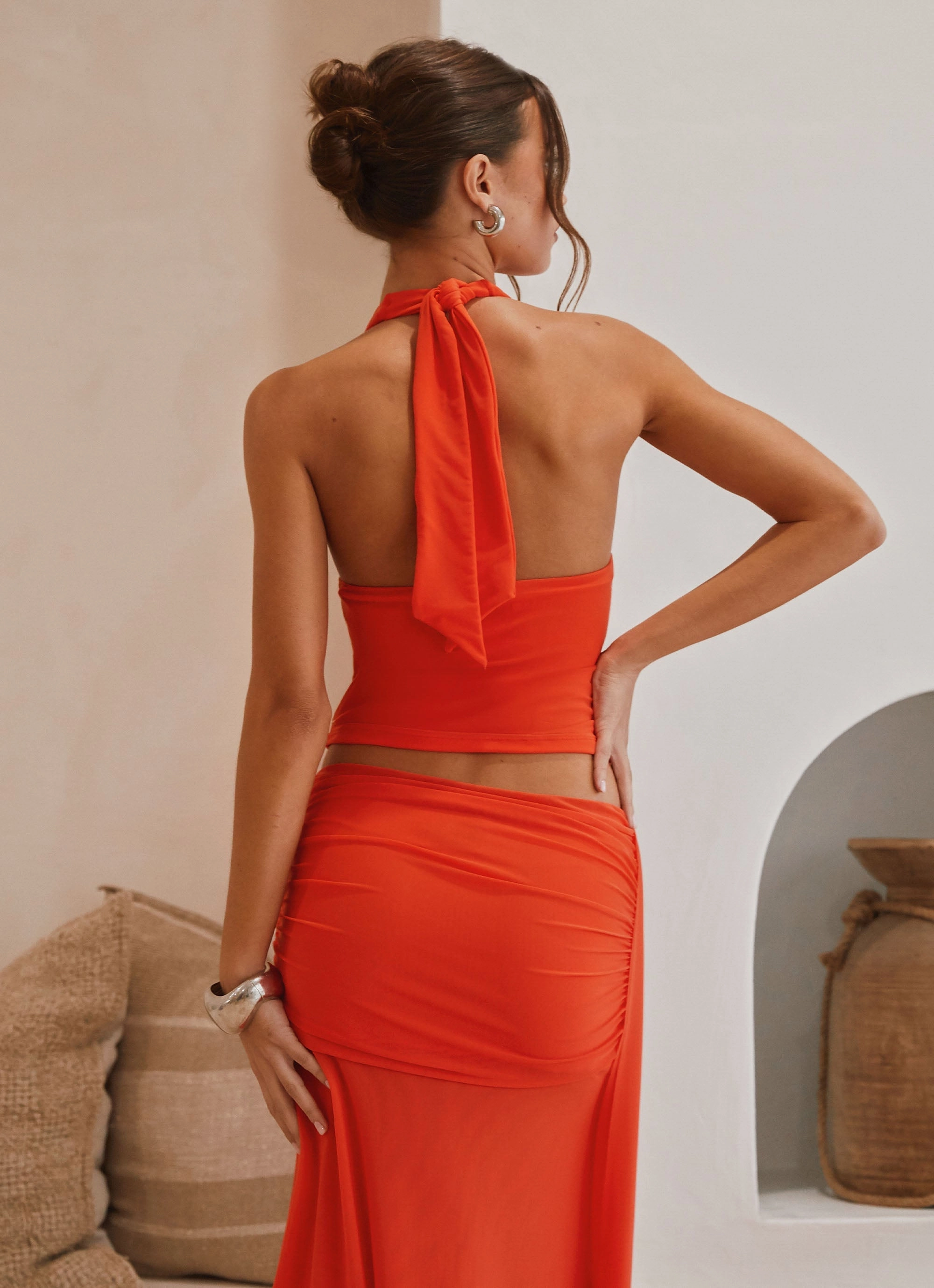 Blaze Halter Top - Fire Red ReinforcedHem Water Repellent Finish