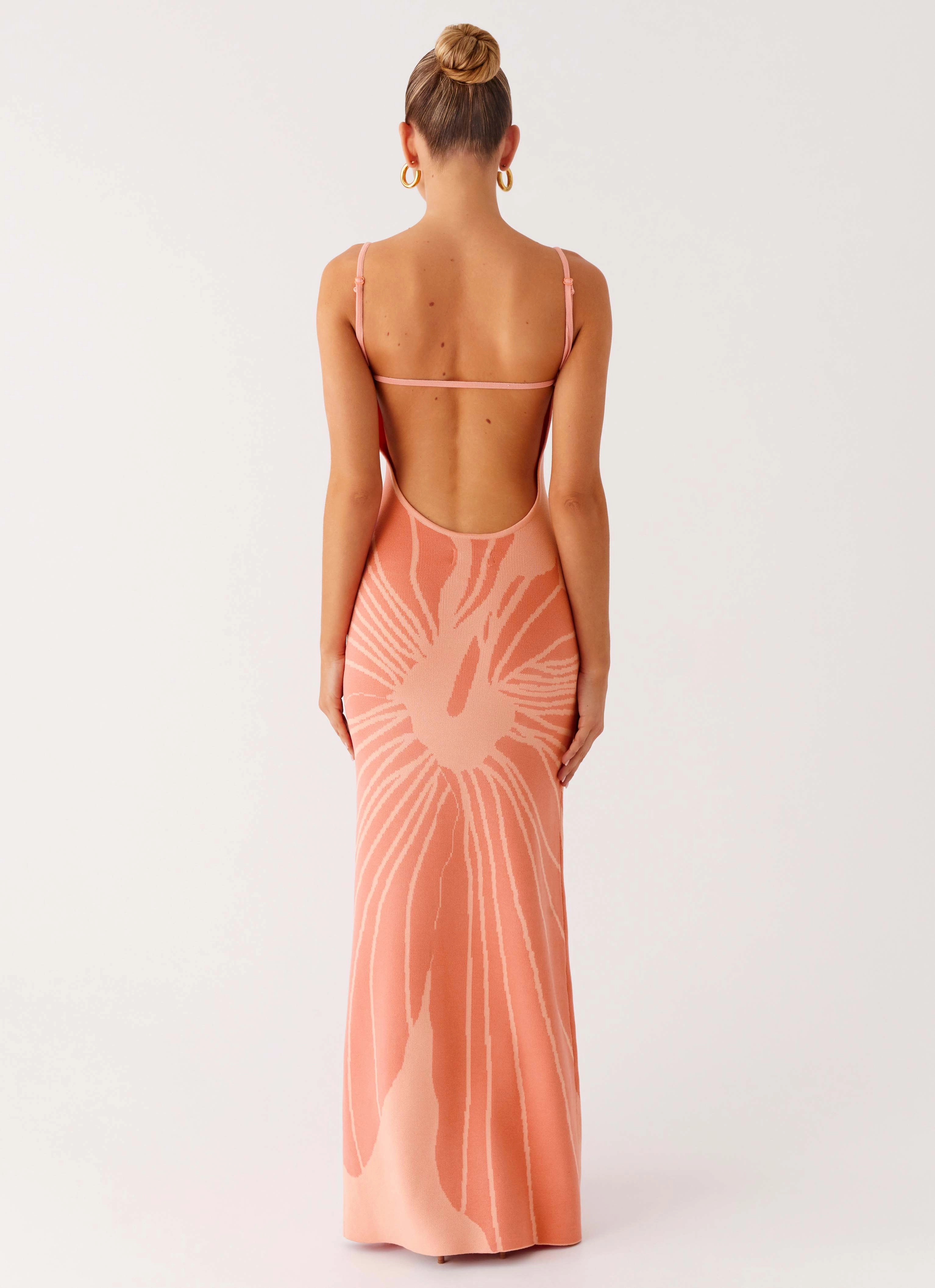 Bliss View Knit Maxi Dress - Peach Smart Piece