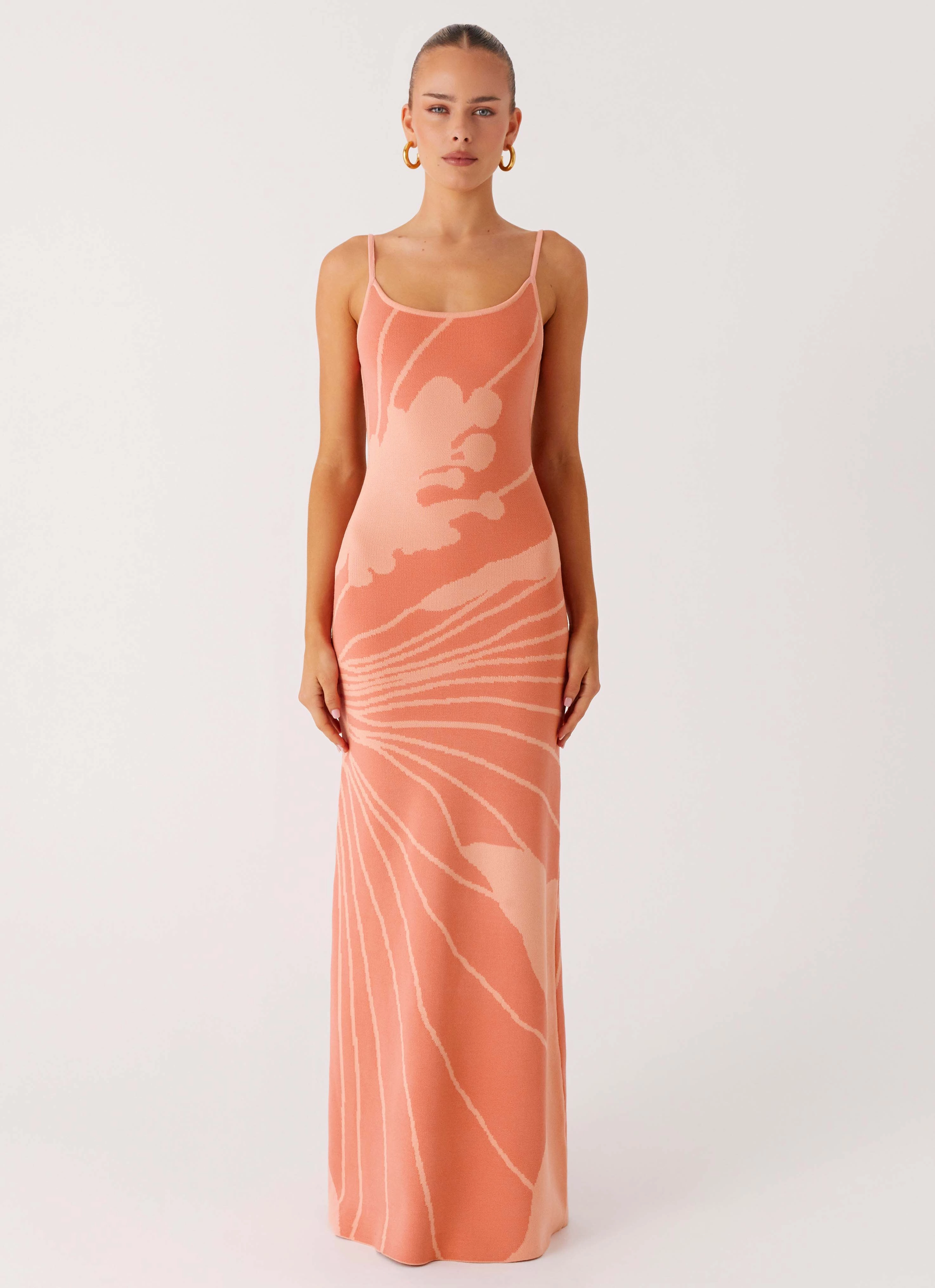 Grass Soft Bliss View Knit Maxi Dress - Peach