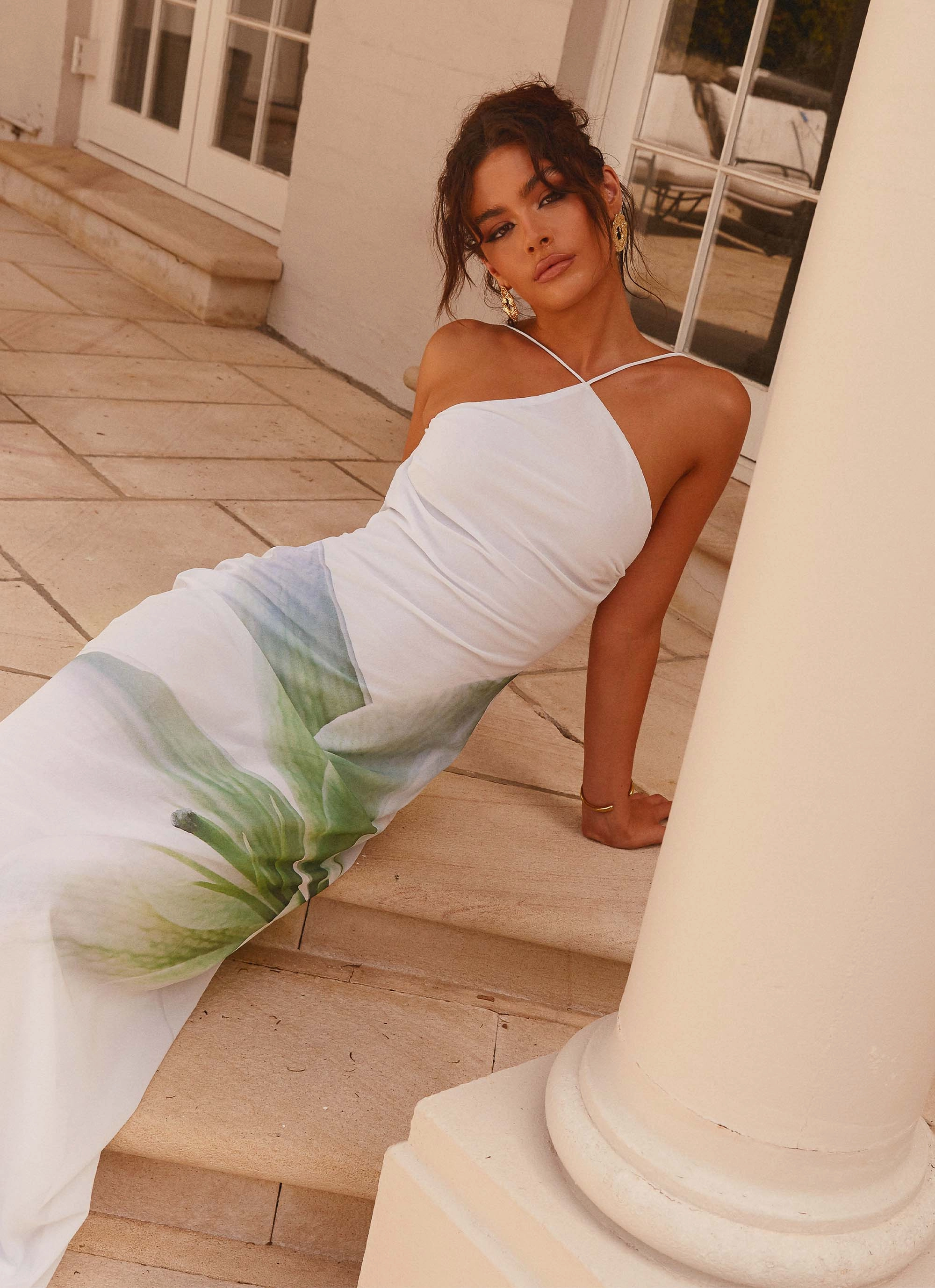 Blossom Hearts Maxi Dress - Dahlia Ash One-Shoulder Chic and Cozy