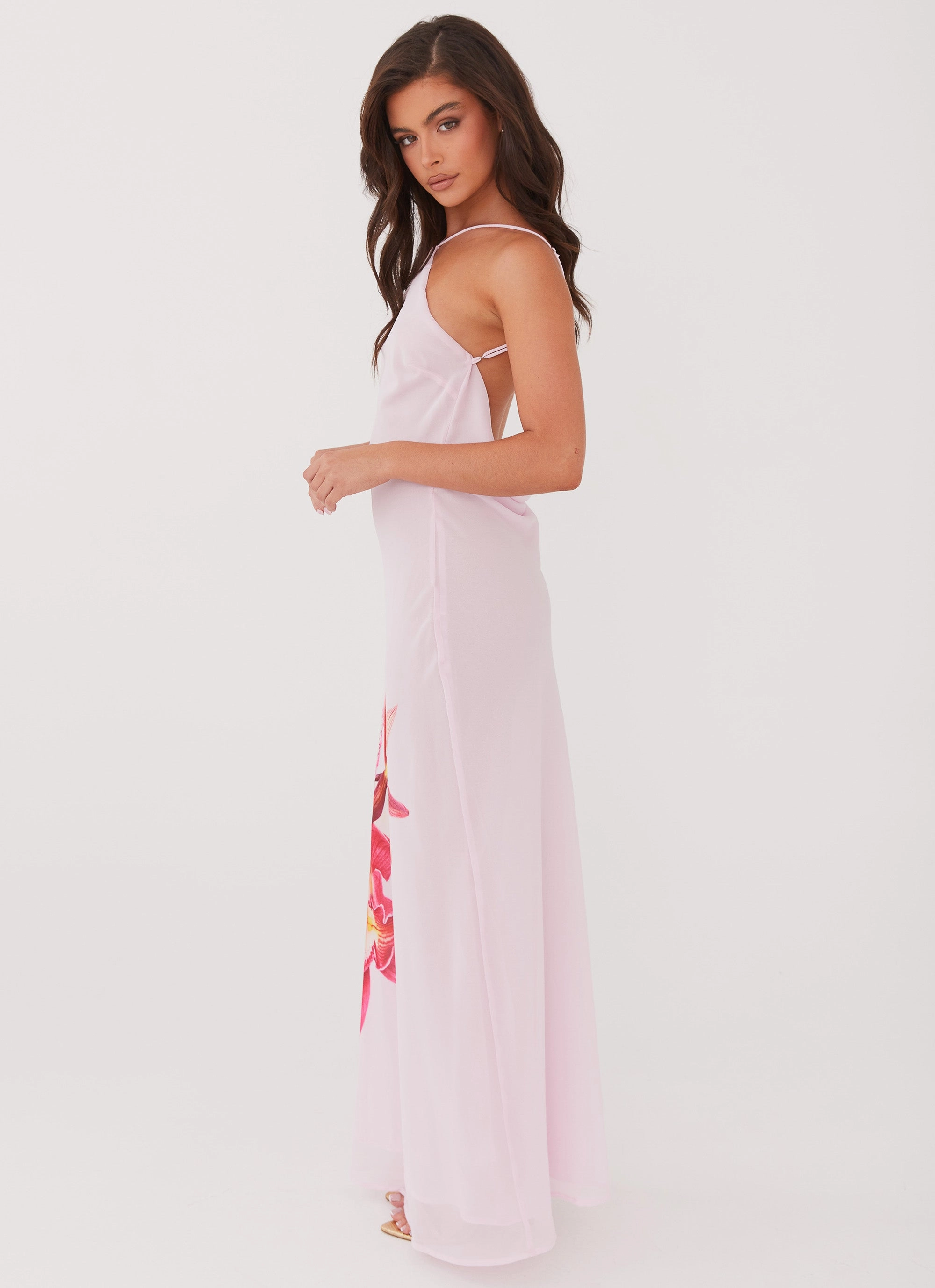 Modern Aesthetic Soft cotton dress Blossom Hearts Maxi Dress - Pink Peony