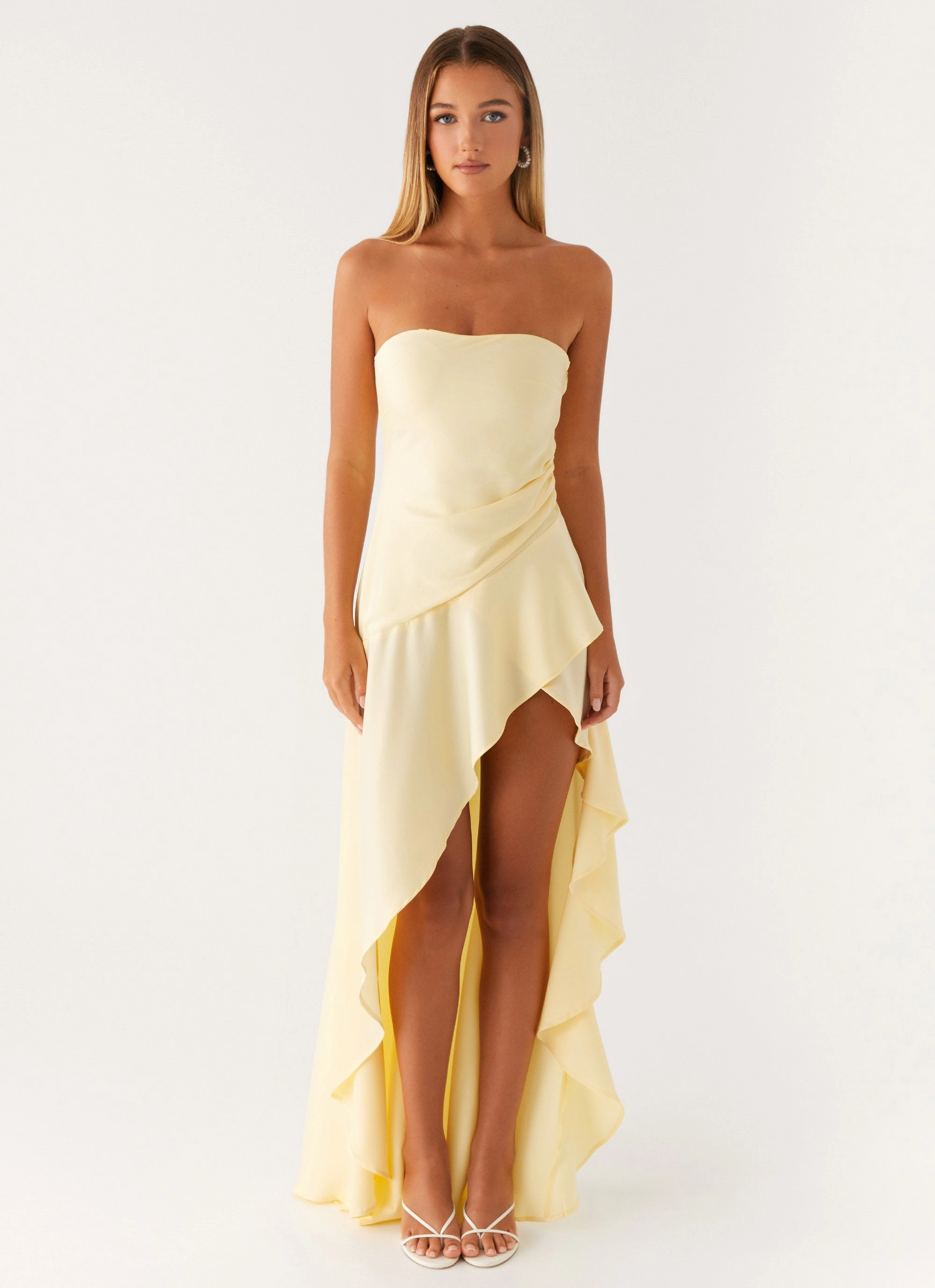 Side-Pocket Bodie Maxi Dress - Pastel Yellow