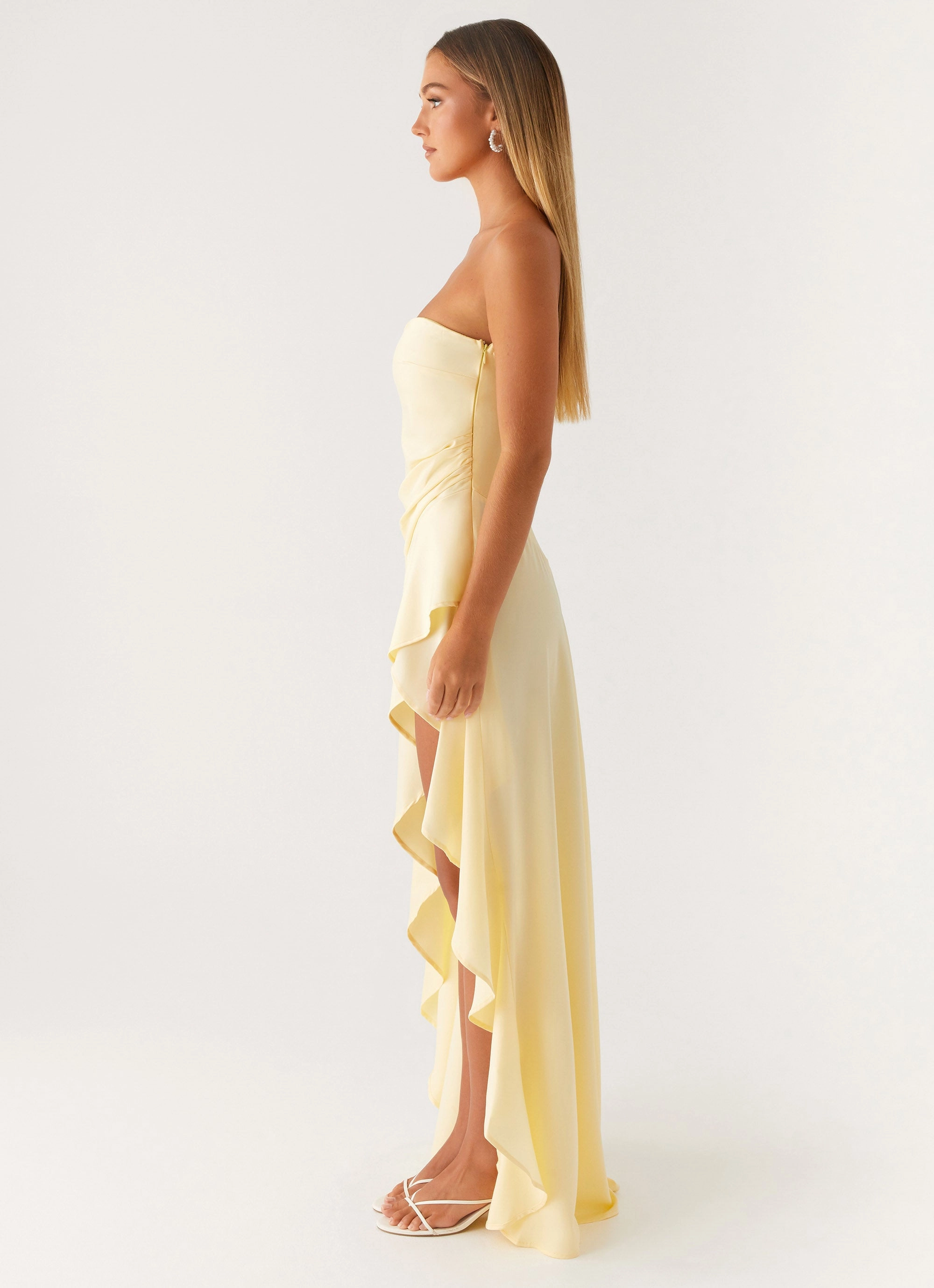 Floor-Length Skin Glow Bodie Maxi Dress - Pastel Yellow