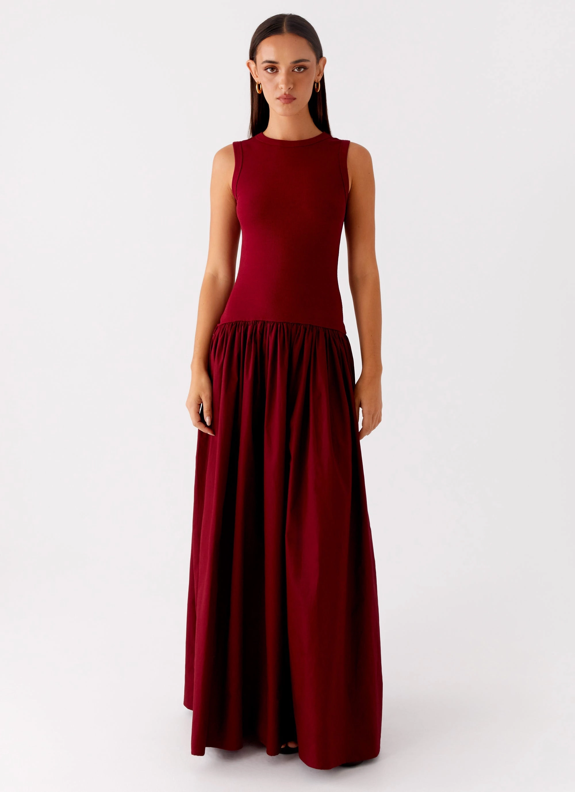Bohemian-Style Chilly Day Wear Shivani Maxi Dress - Maroon