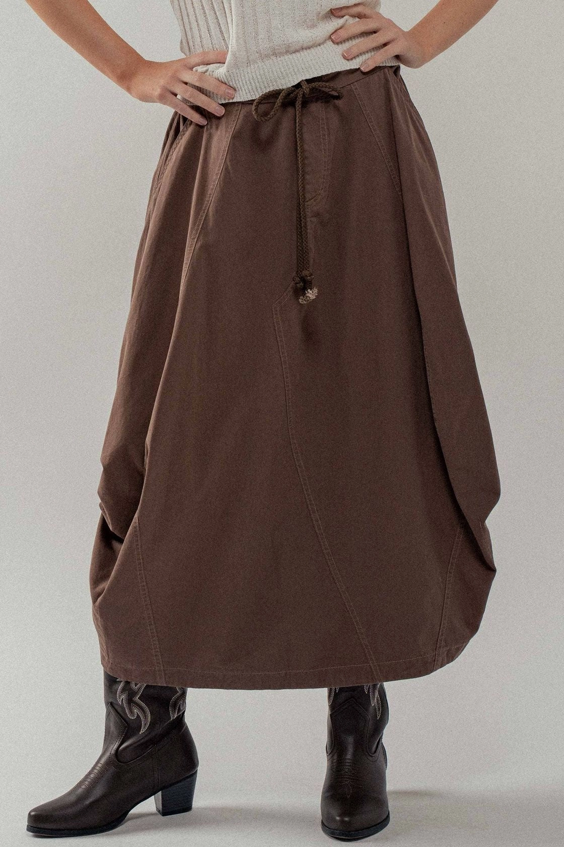 Boho Barrel Maxi Skirt - Brown Non Chafe Armholes