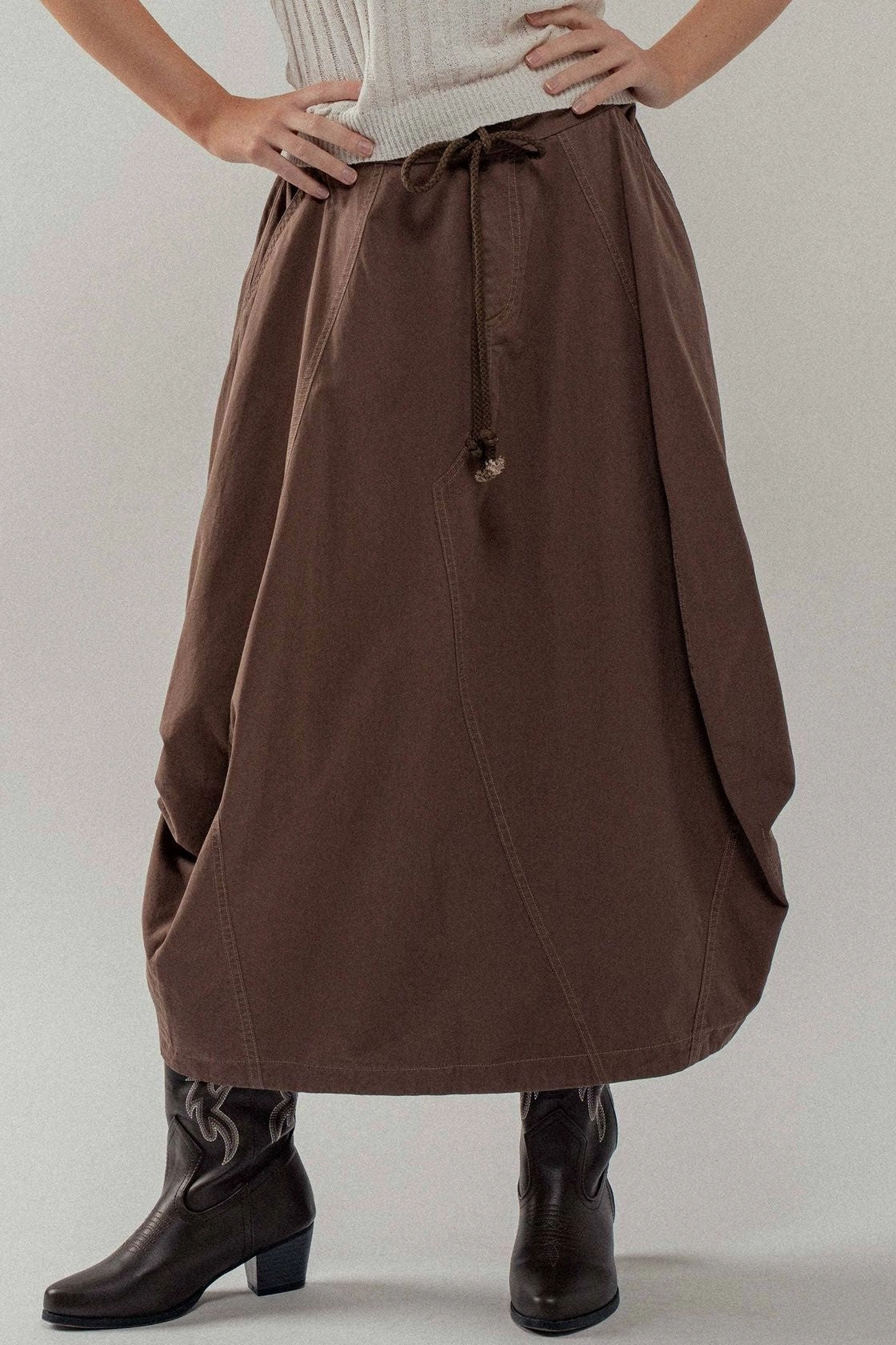 Boho Barrel Maxi Skirt - Brown Non Irritating Tags