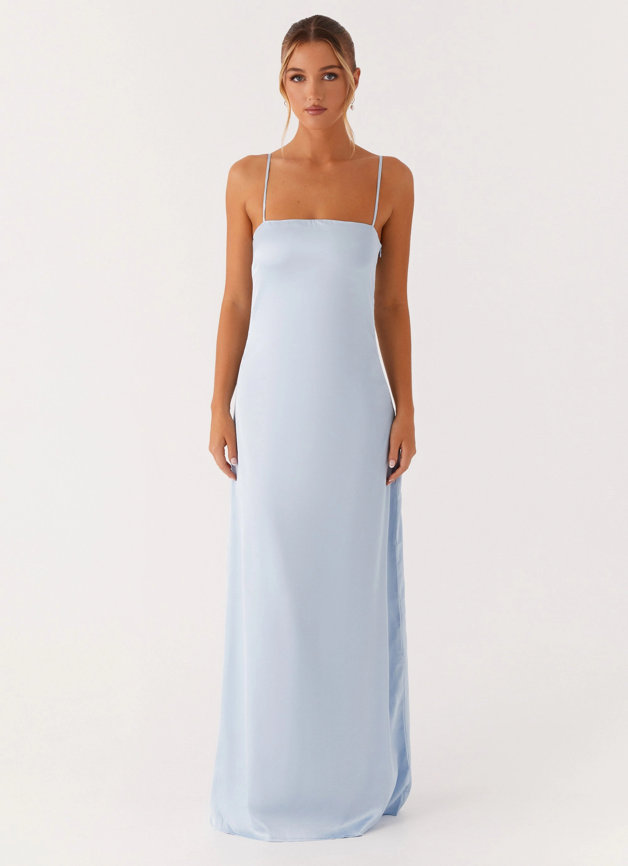 Evening Look Trendy Cut Aster Bloom Maxi Dress - Blue