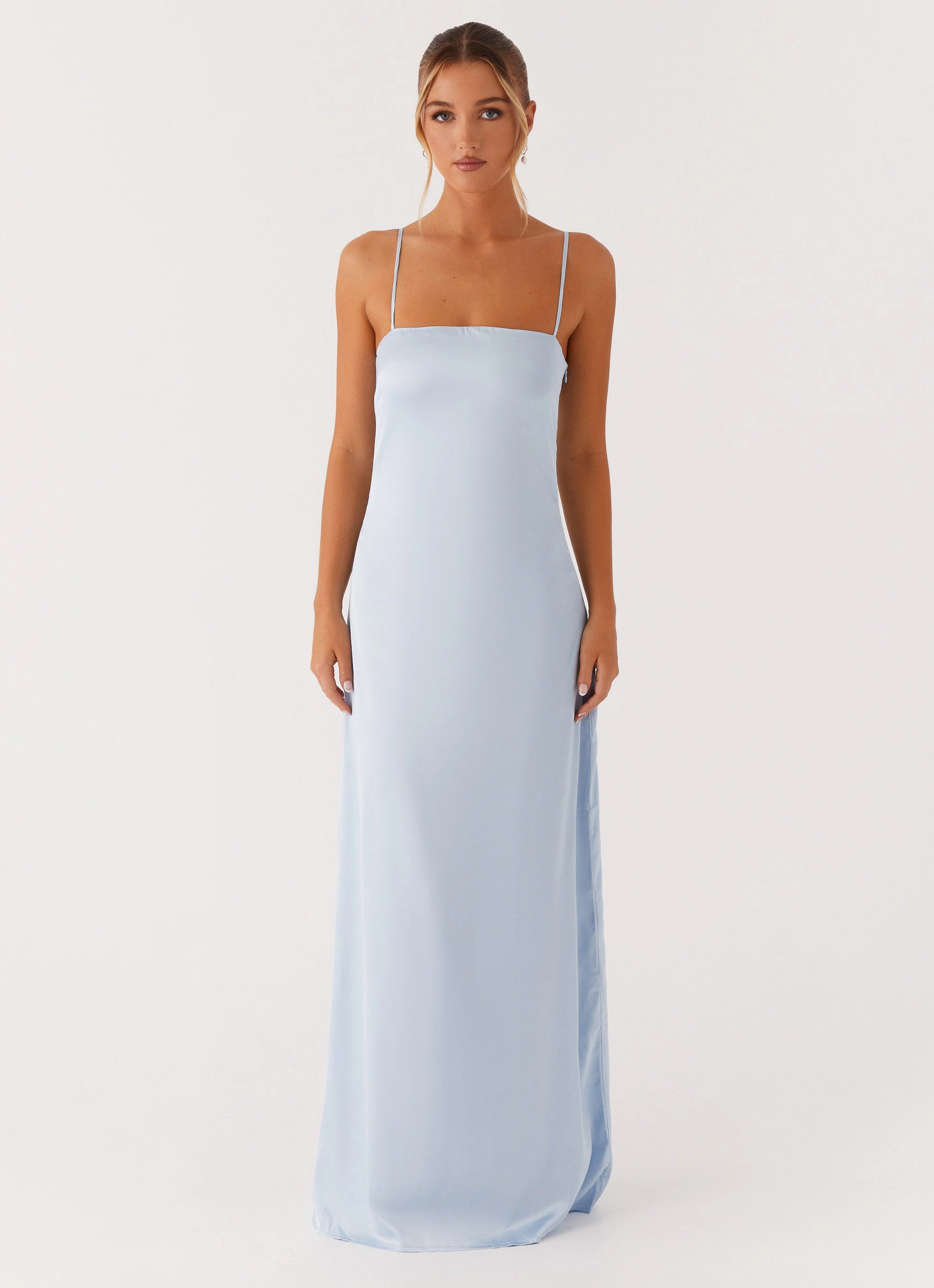 Balloon-Sleeve All-Season Wear Aster Bloom Maxi Dress - Blue