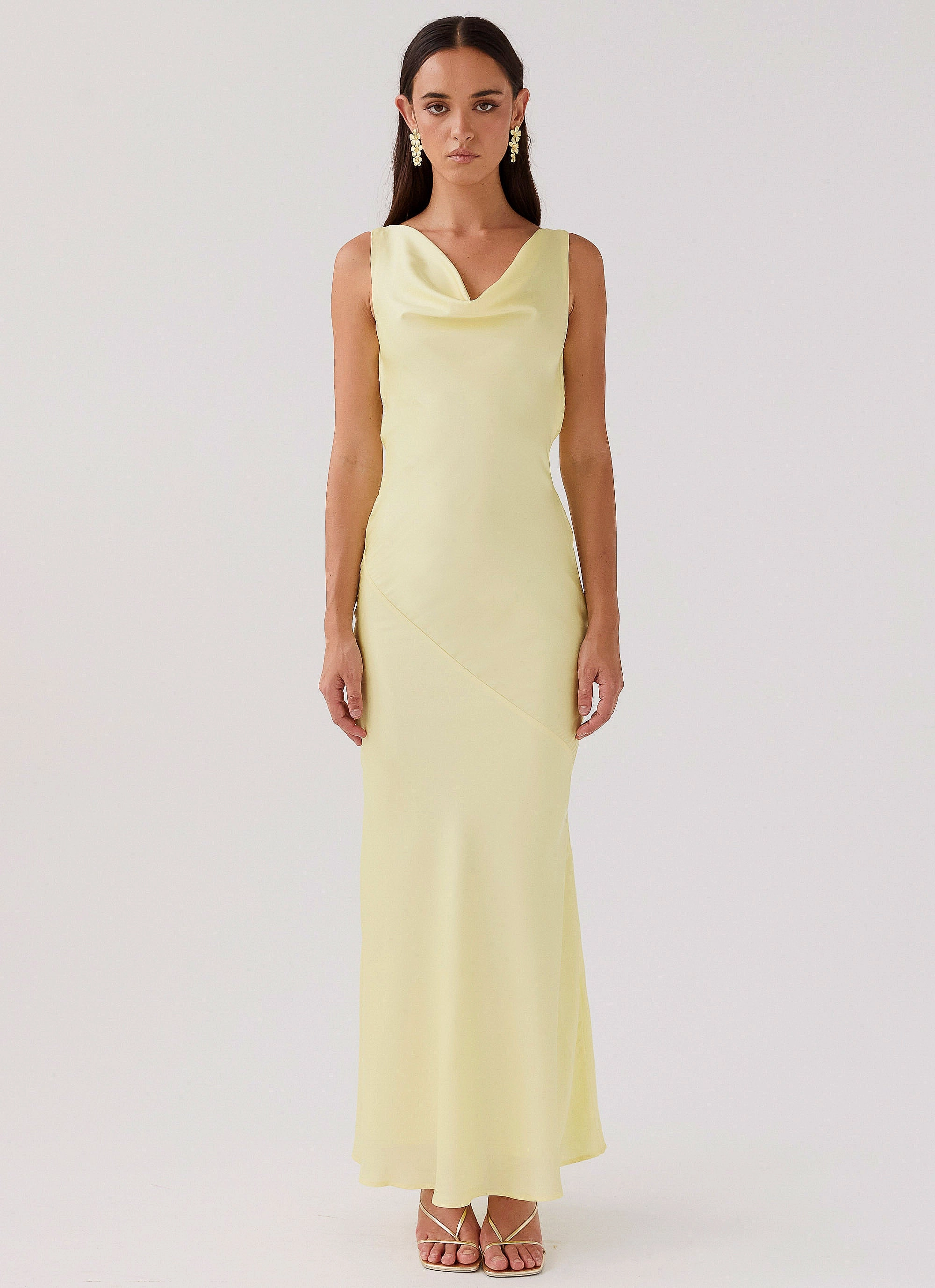 Street Mood Daily Essential Be Mine Satin Maxi Dress - Canary
