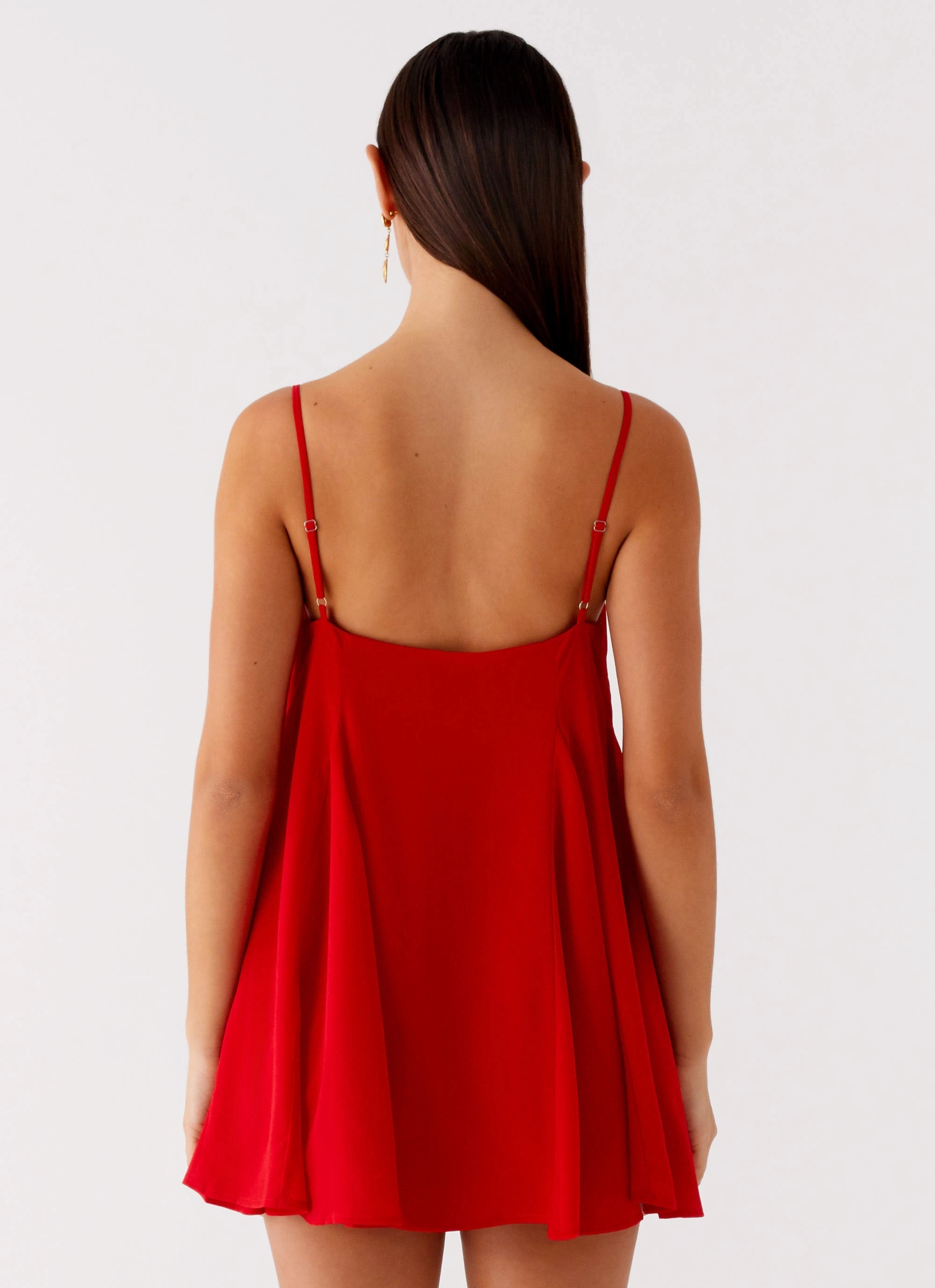 Sleeveless Easy Flow Godets Hem Mini Dress - Red
