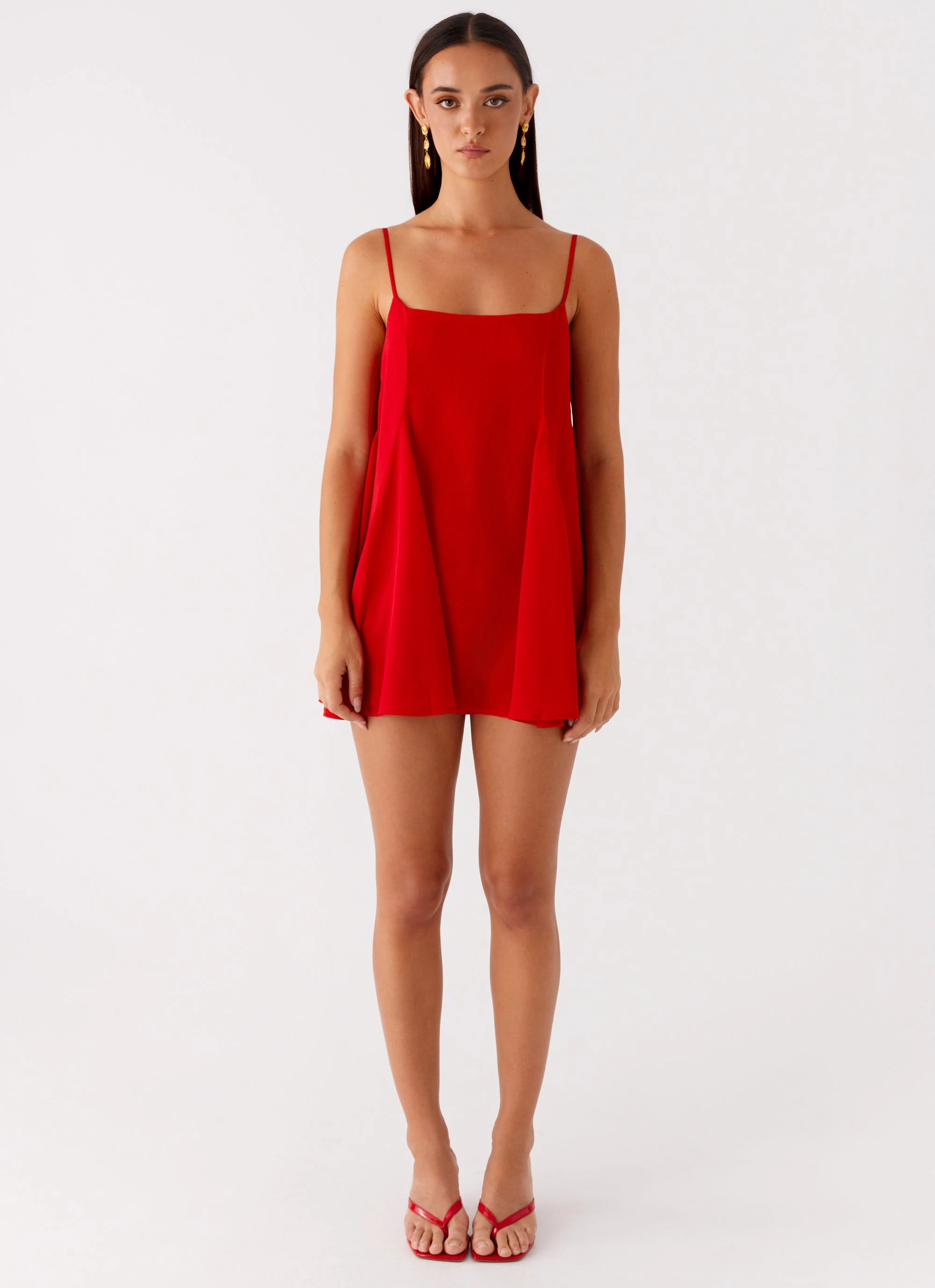 NonIrritatingLining Godets Hem Mini Dress - Red