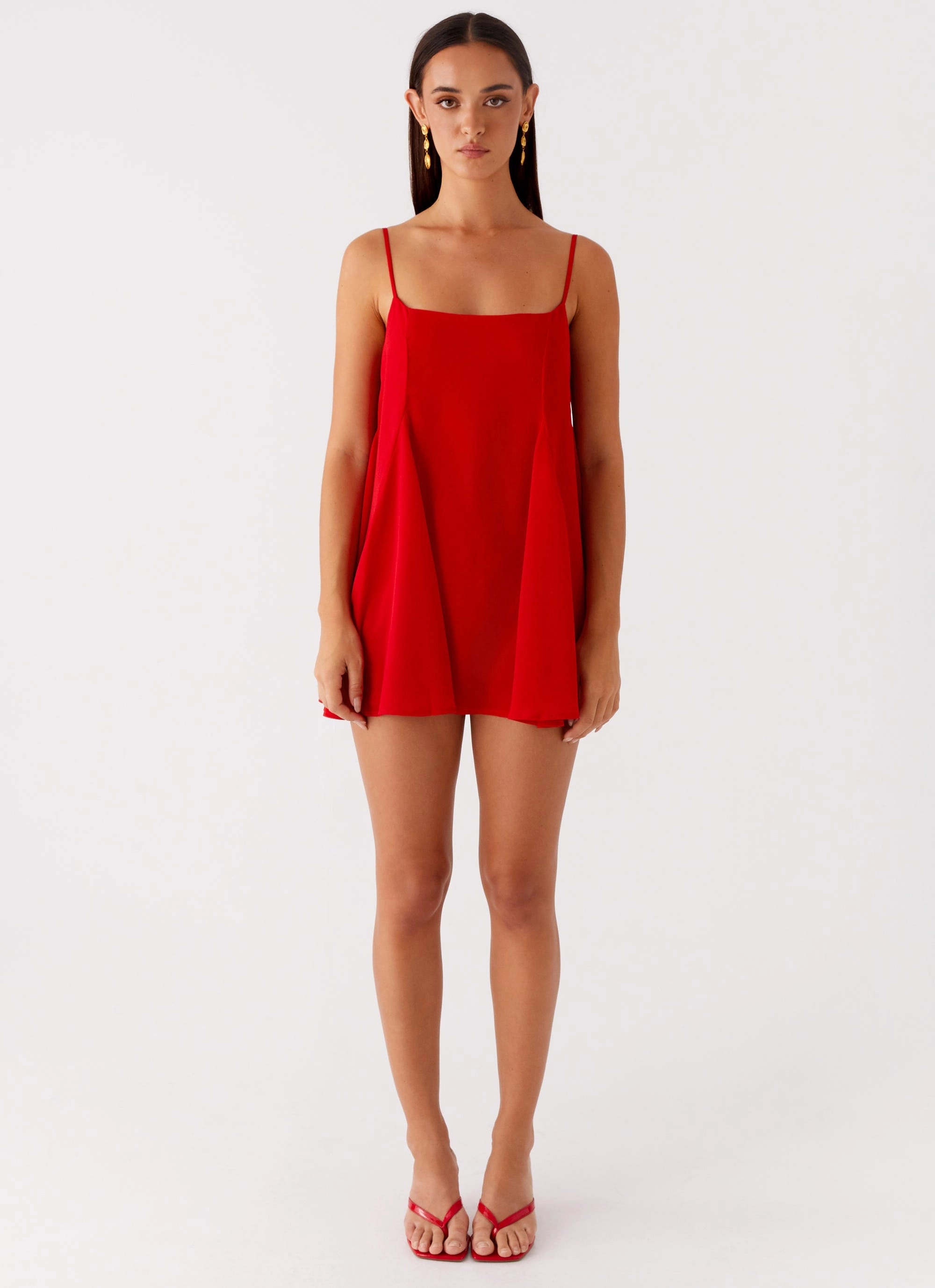 Cozy Wear Godets Hem Mini Dress - Red