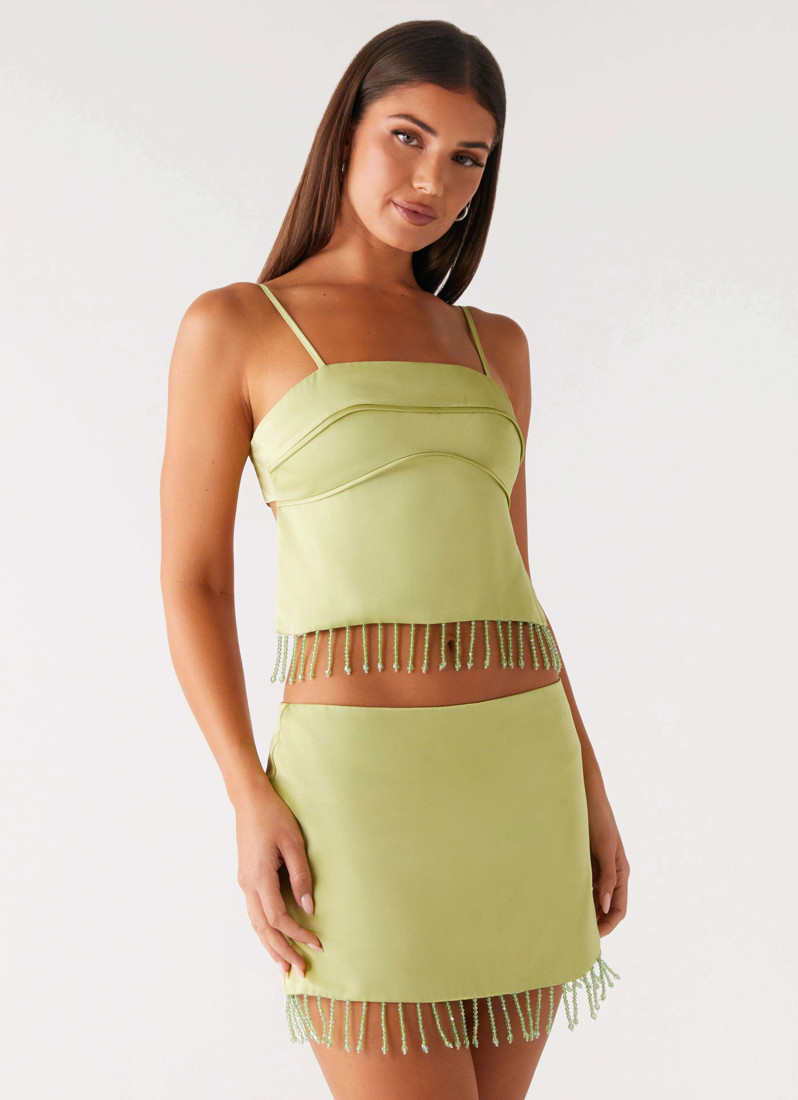 Comfortable Look Biodegradable Fiber Bora Bora Beaded Top - Lime