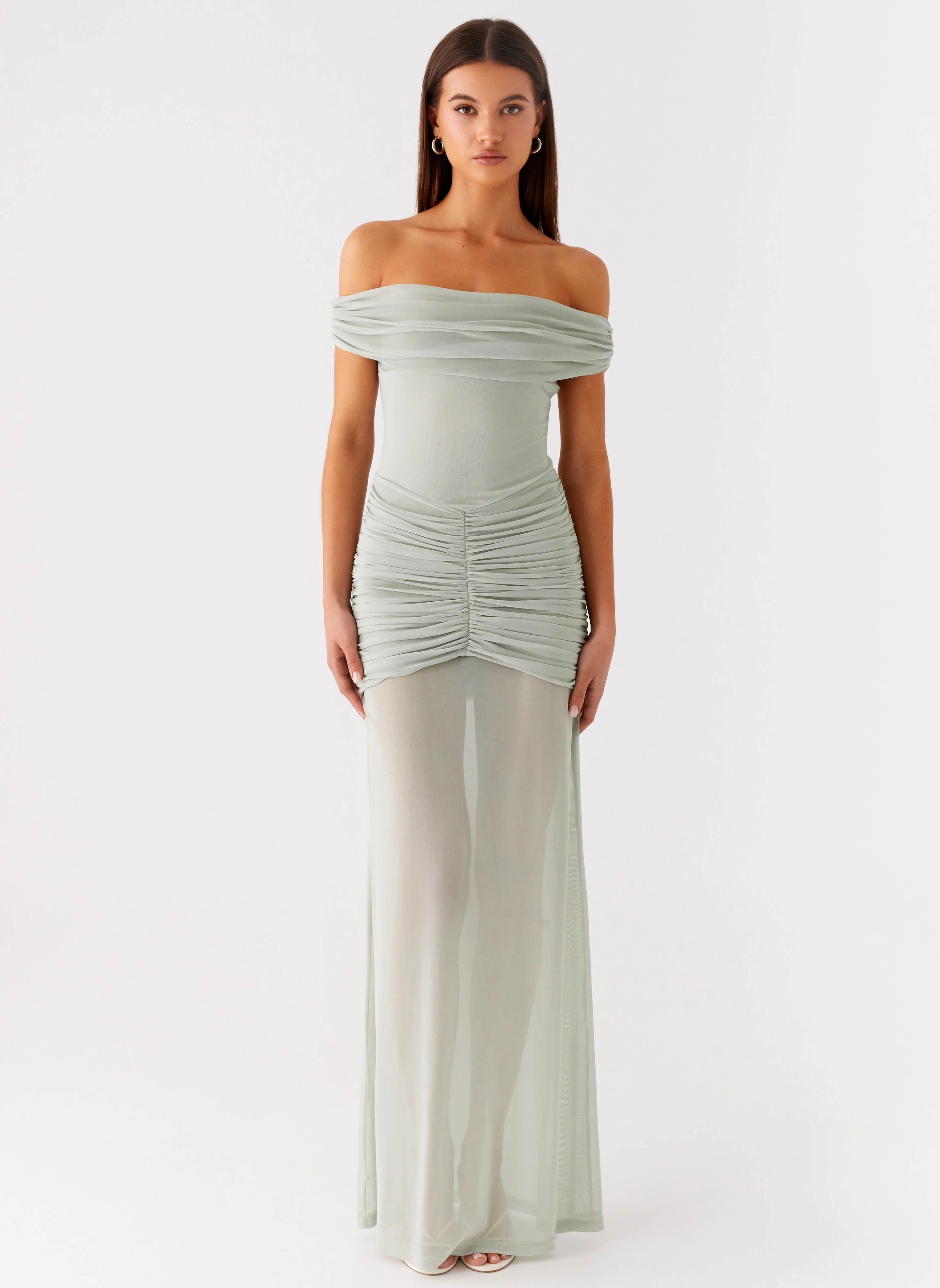 Eyllin Off Shoulder Maxi Dress - Sage Contemporary Fit