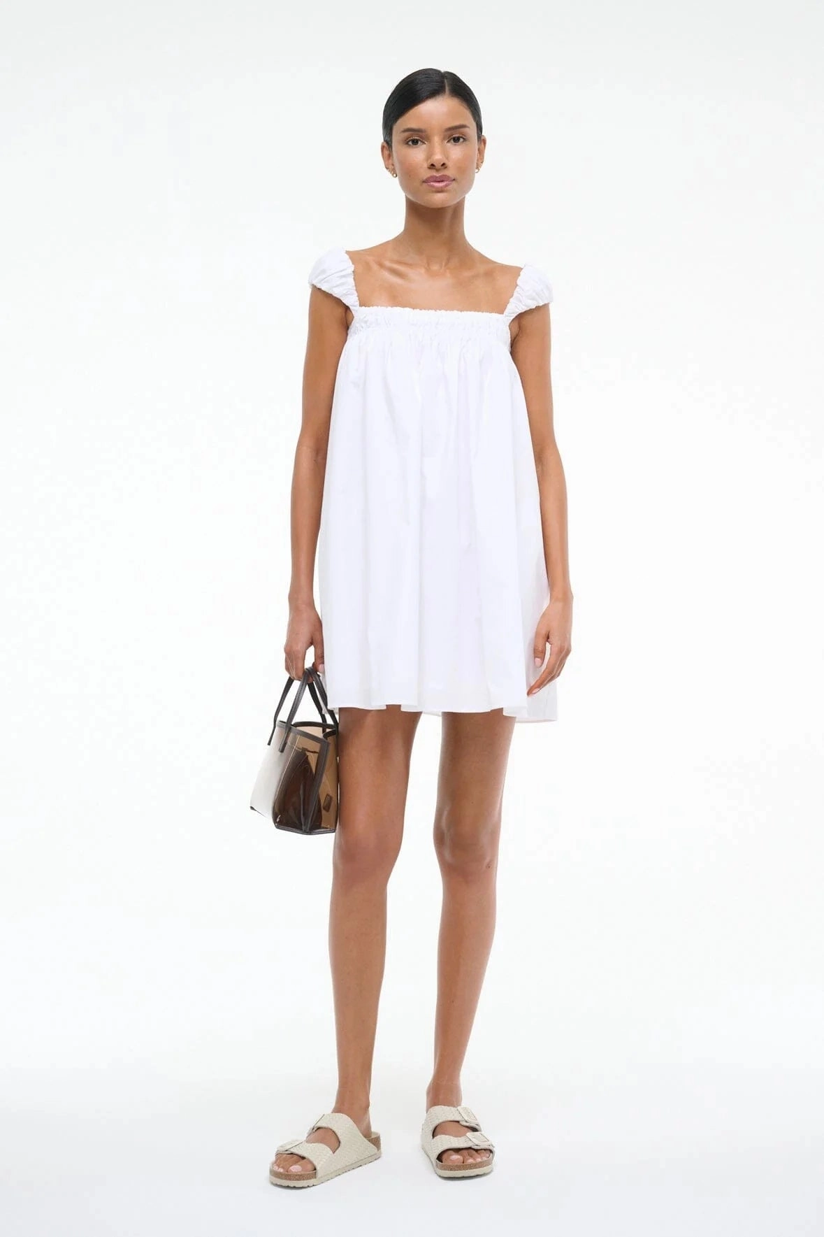Silky Finish Chic Mom Beau Dress in White