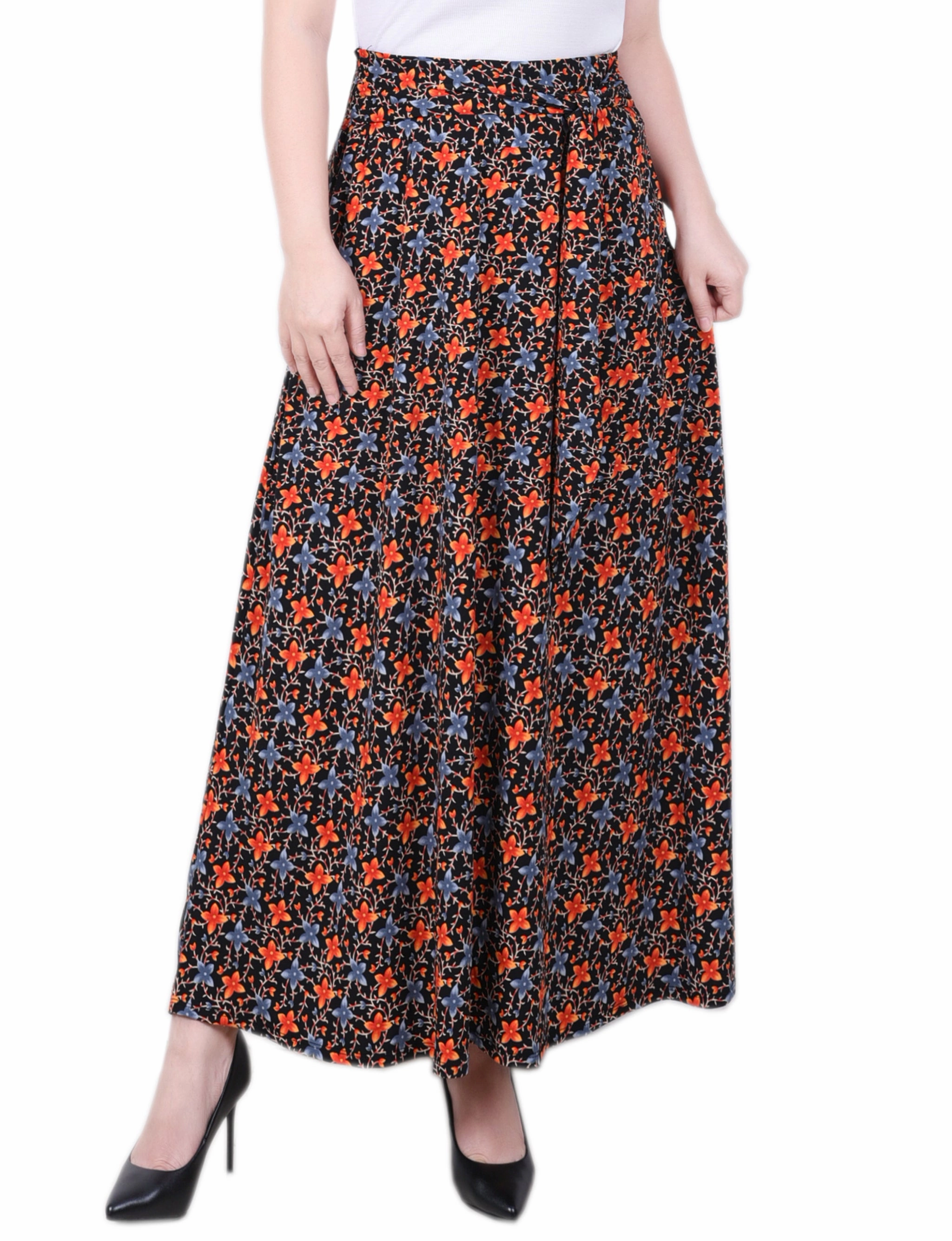 Blogger Favorite Light Fabric Petite Maxi Skirt With Sash Waist Tie