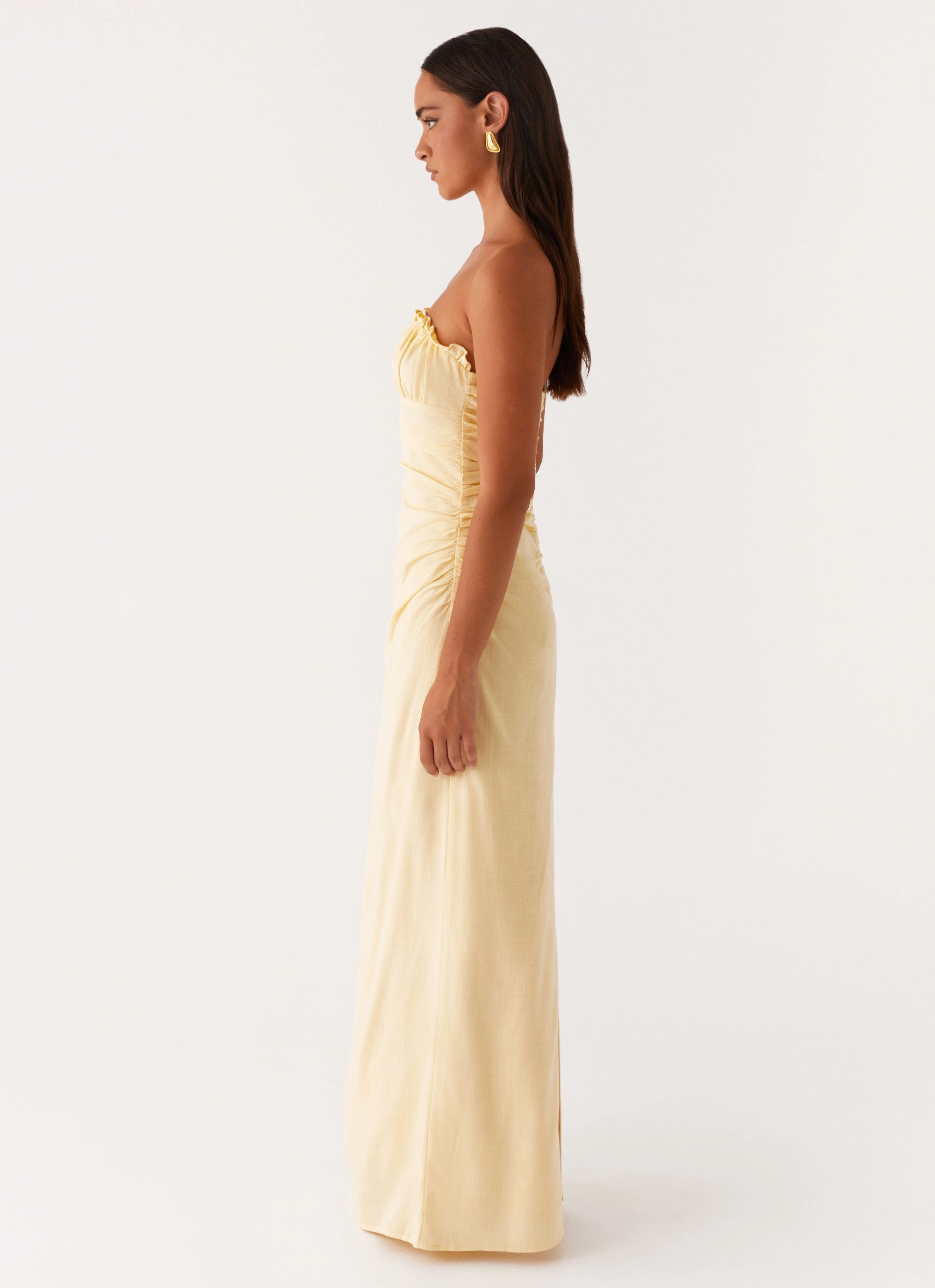 Soft Vibe Polite Color Xena Gathered Maxi Dress - Yellow