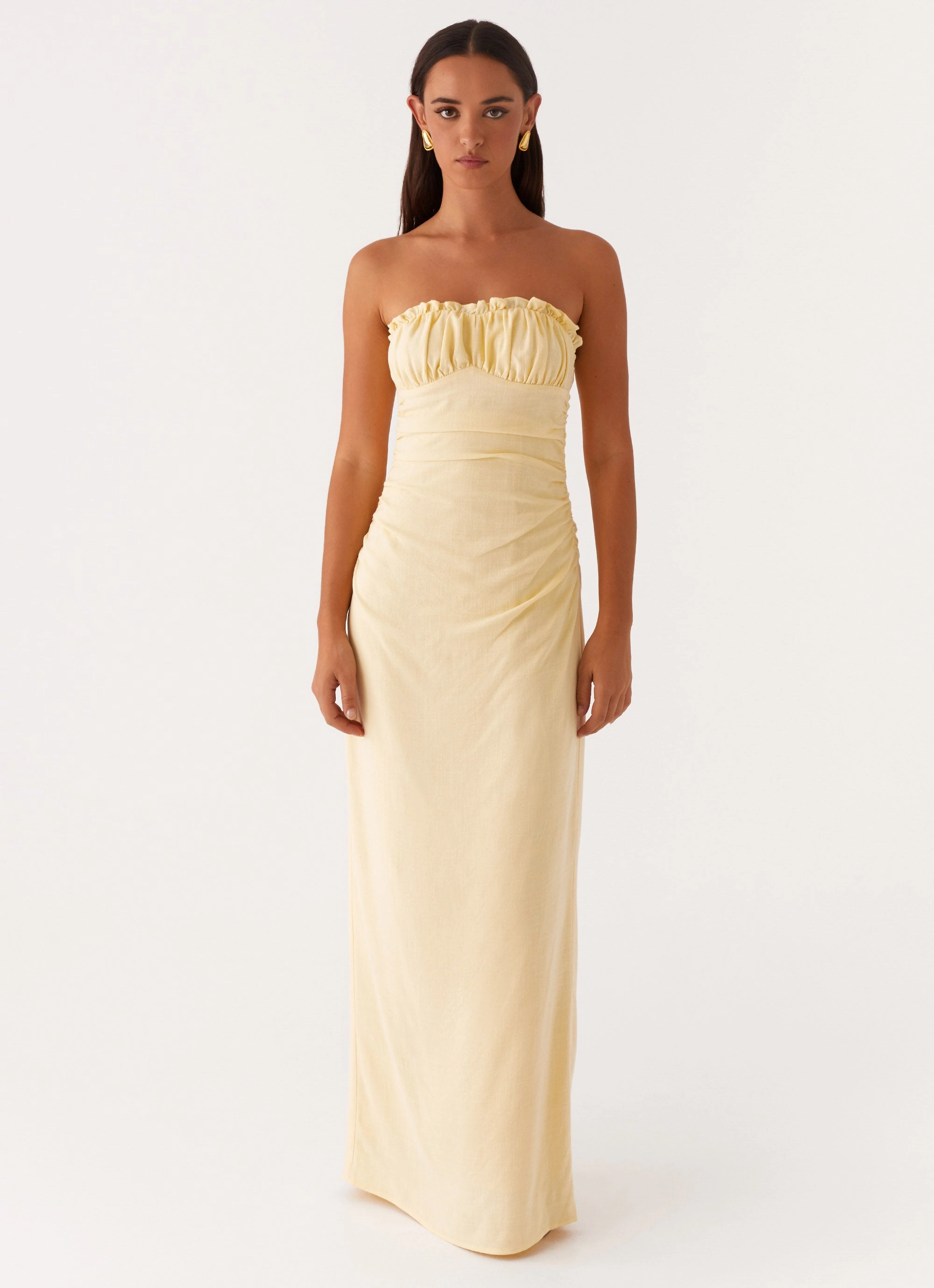 Trend-Inspired Xena Gathered Maxi Dress - Yellow