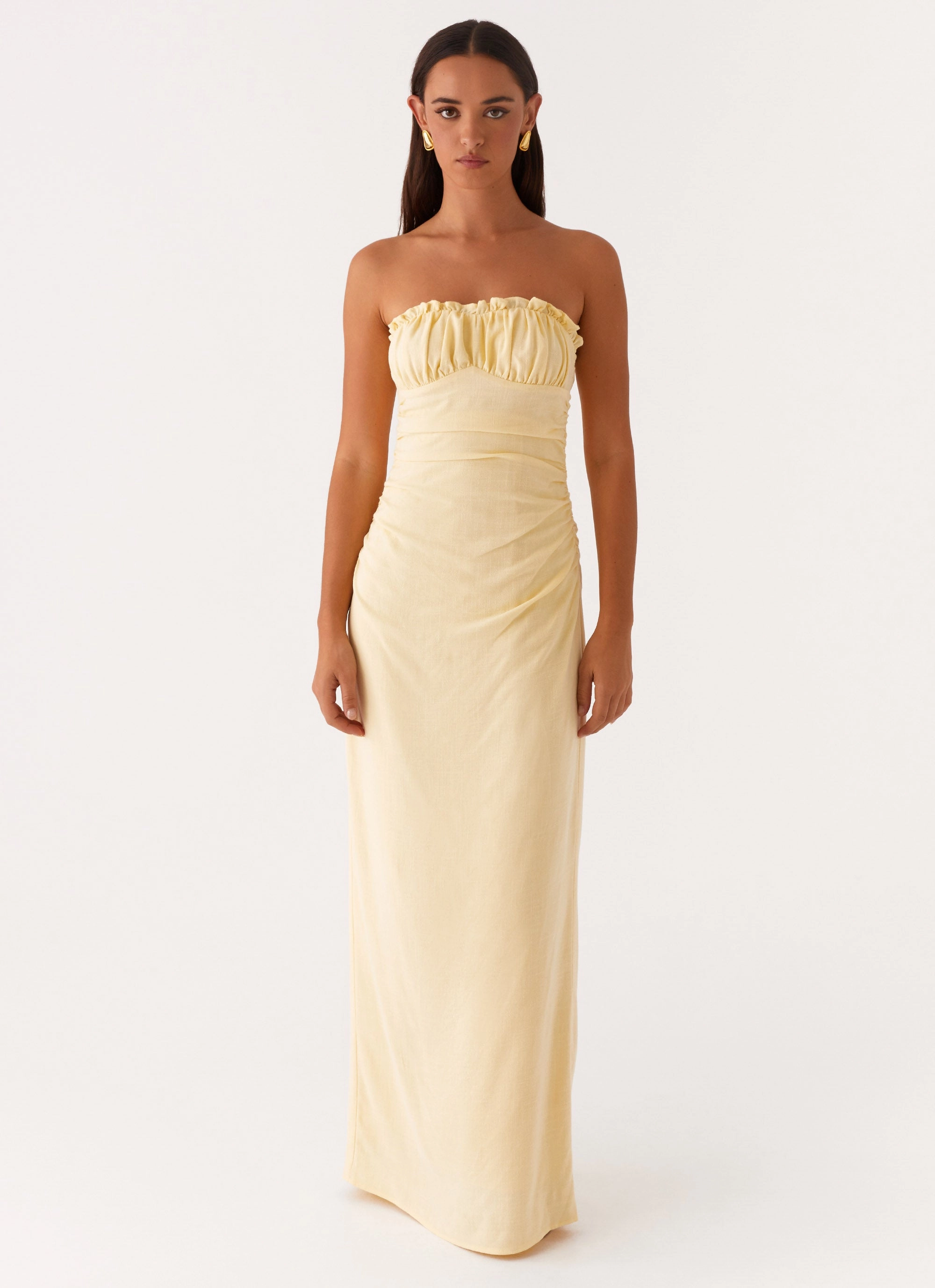 All Fit Style Xena Gathered Maxi Dress - Yellow