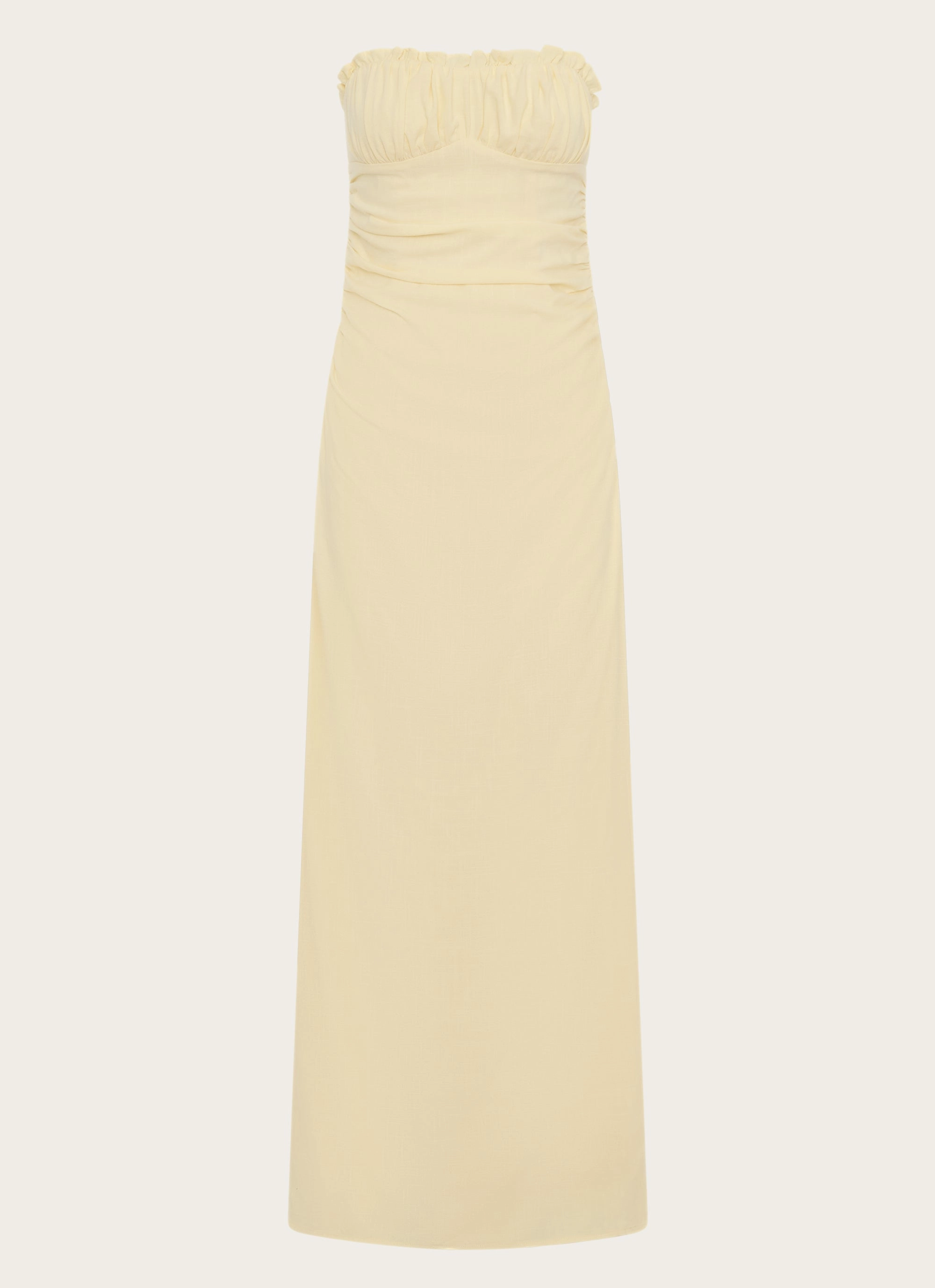 Xena Gathered Maxi Dress - Yellow Natural Layers