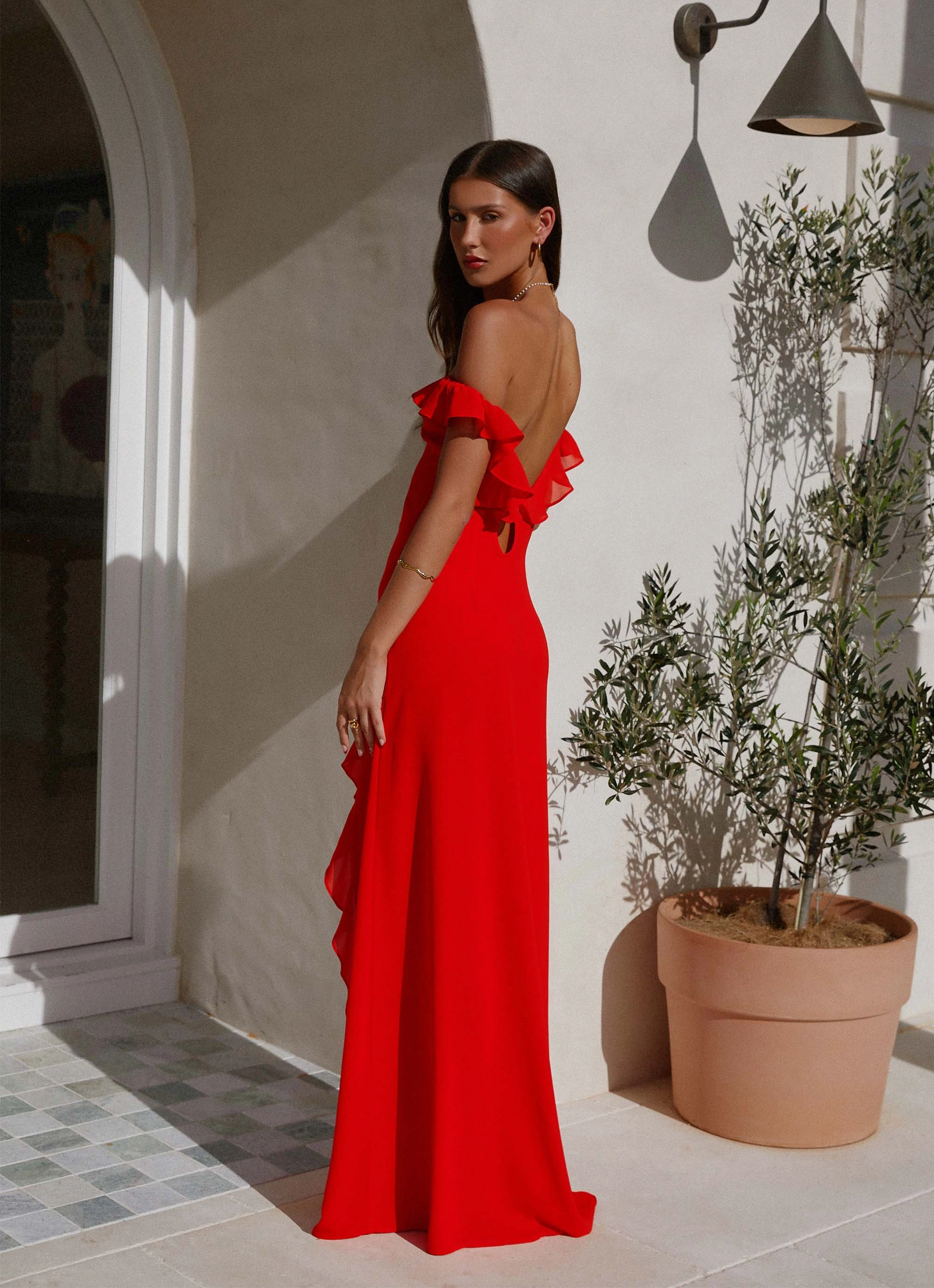 Braxton Maxi Dress - Red Feminine Details