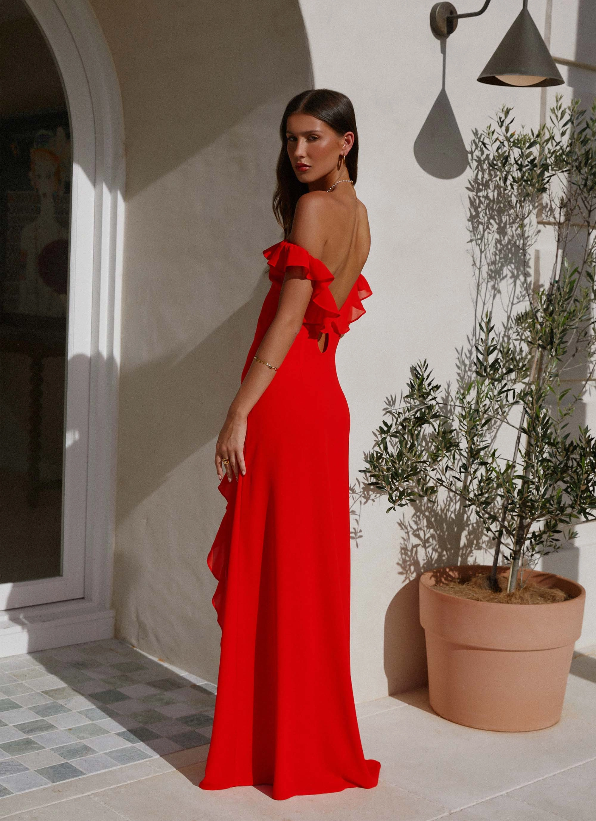 Braxton Maxi Dress - Red Comfortable fit-and-flare dress