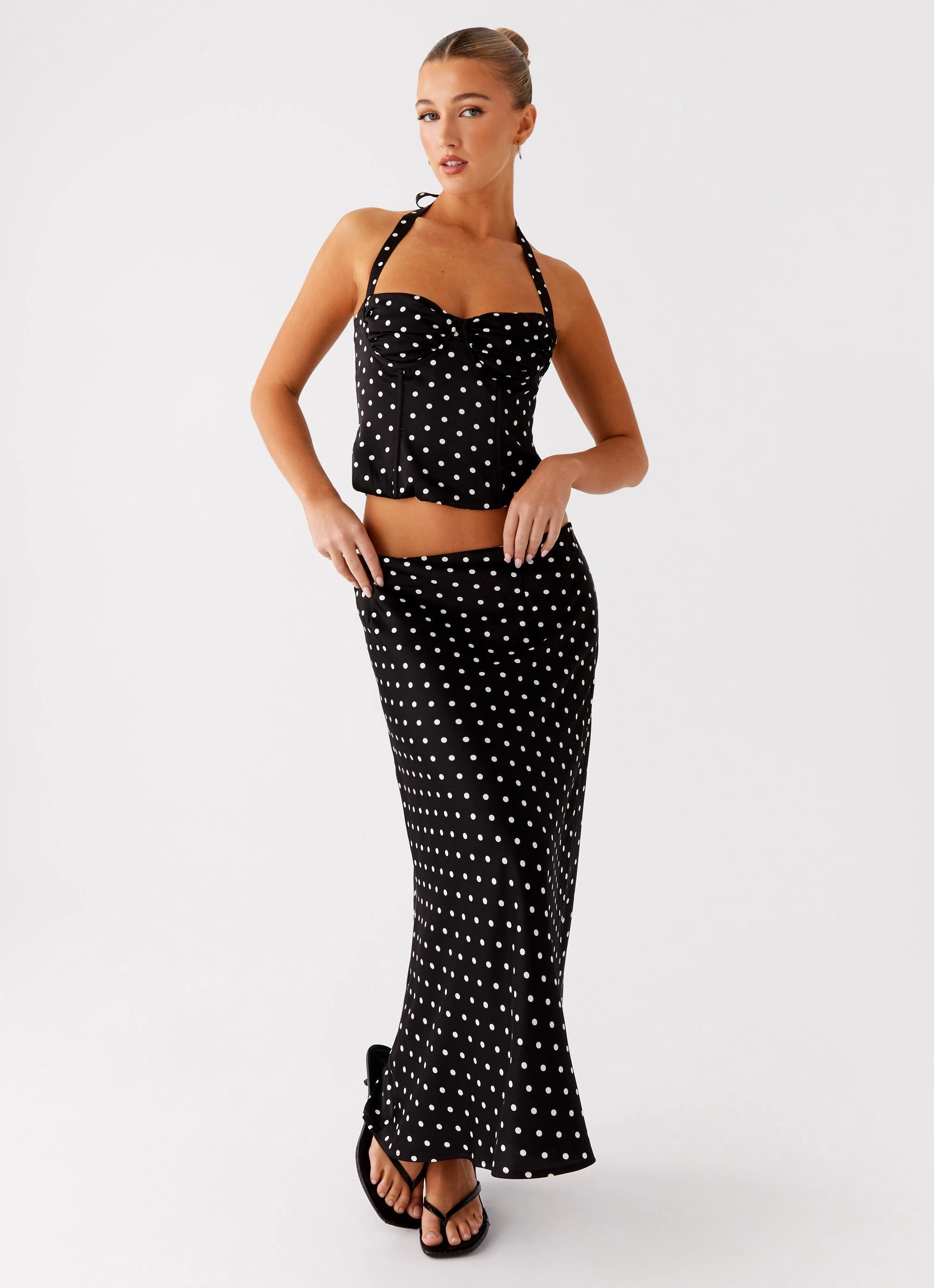 Breanne Top - Black Polka Dot Wind Resistant Fabric