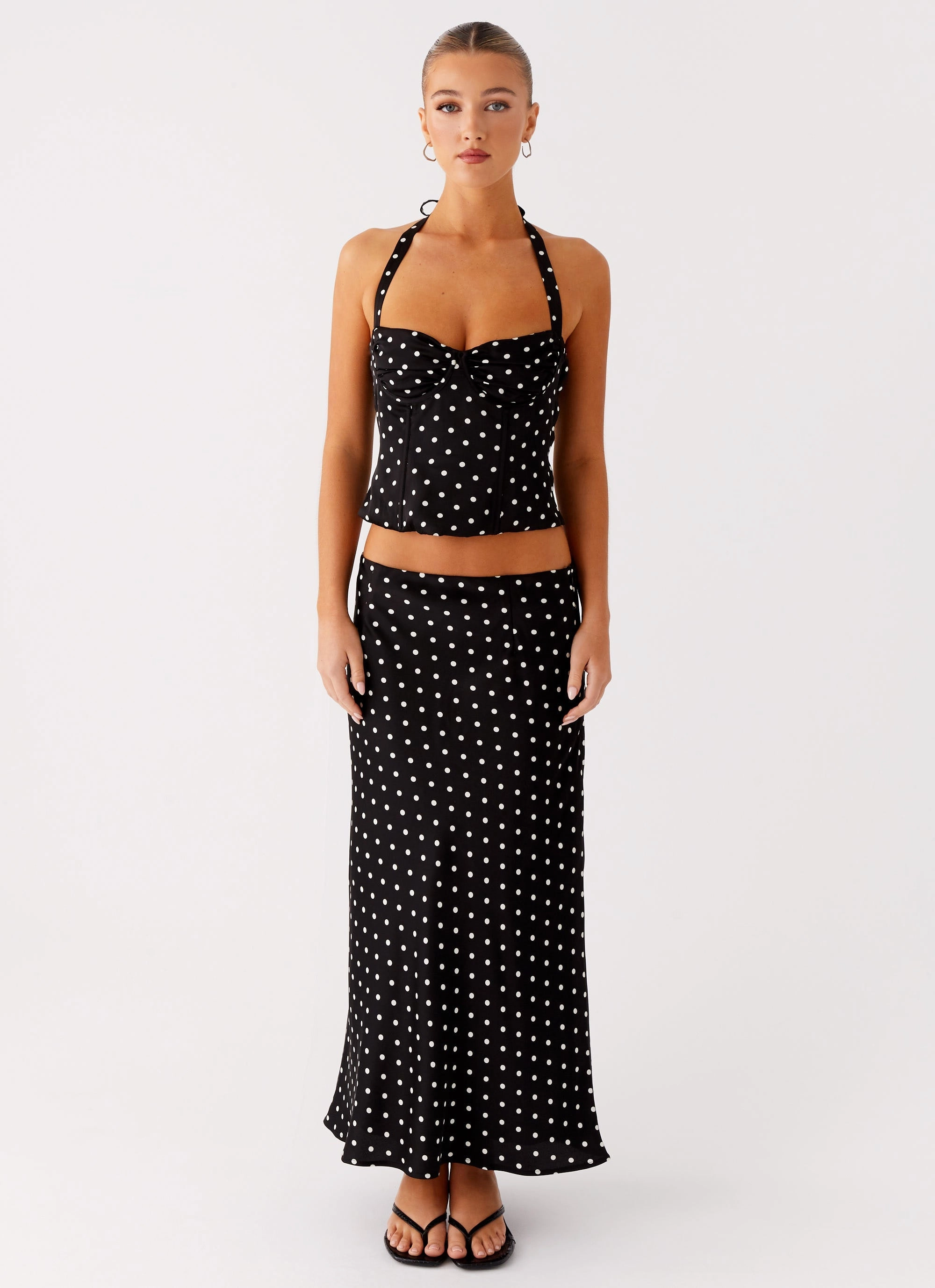 Tactile Soft Texture Breanne Top - Black Polka Dot