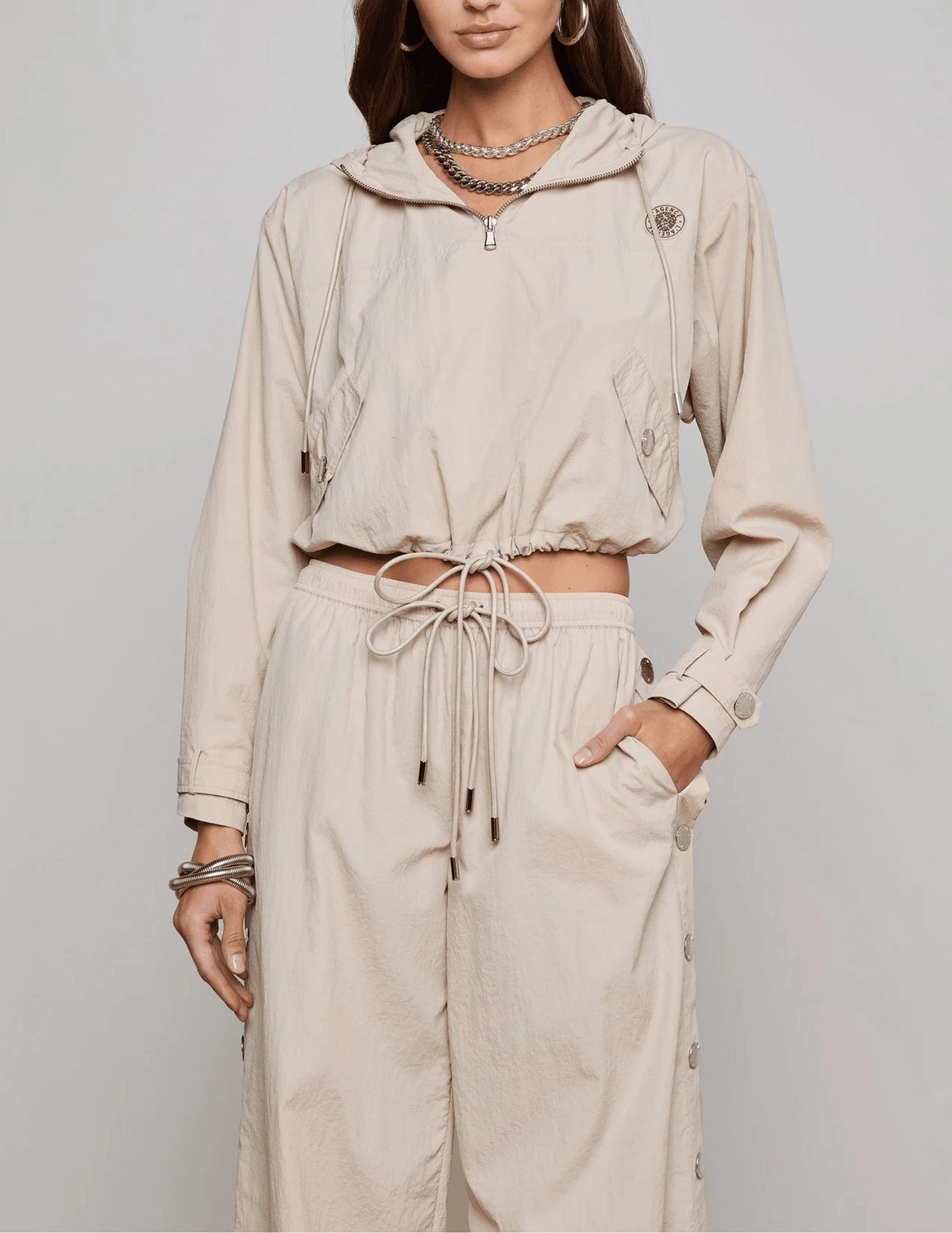 L'Agence Bronwyn Cropped Windbreaker Eco Friendly Dye Smart Layering