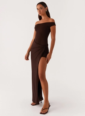 Amerie Maxi Dress - Chocolate Office Ease