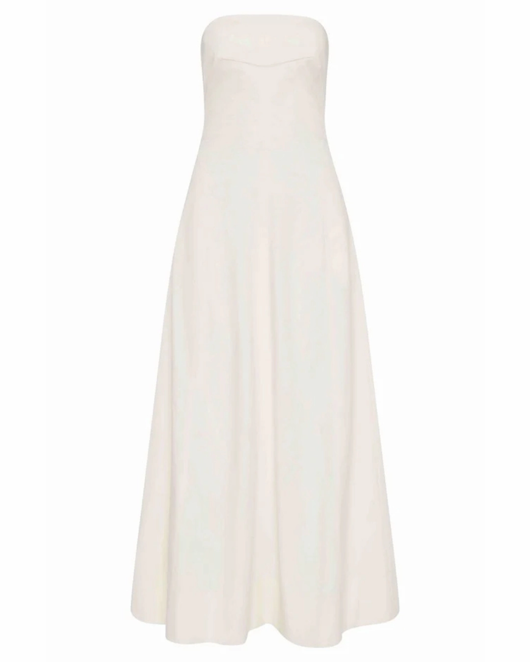 Smooth Tone Event Safe Sculpted Cotton Strapless Dress in Milk