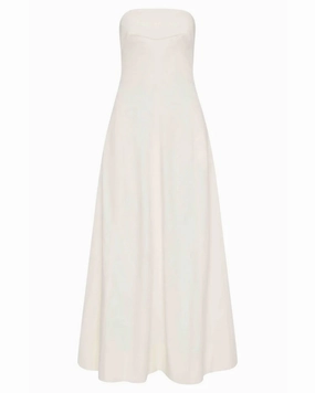 Smooth Tone Event Safe Sculpted Cotton Strapless Dress in Milk