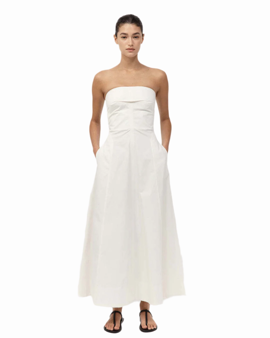 Sculpted Cotton Strapless Dress in Milk Date Nightwear
