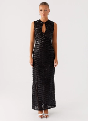 Soft Vibes Kore Sequin Maxi Dress - Black