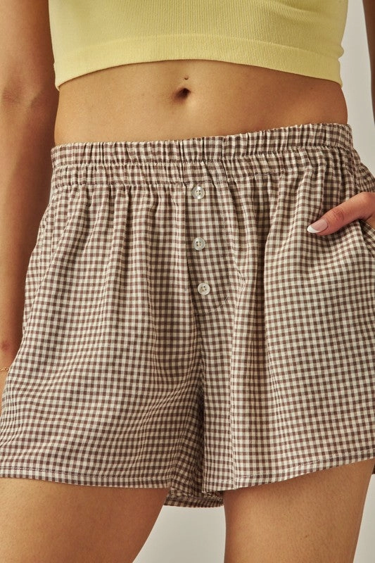 Mila Plaid Boxer Shorts Adjustable Waist