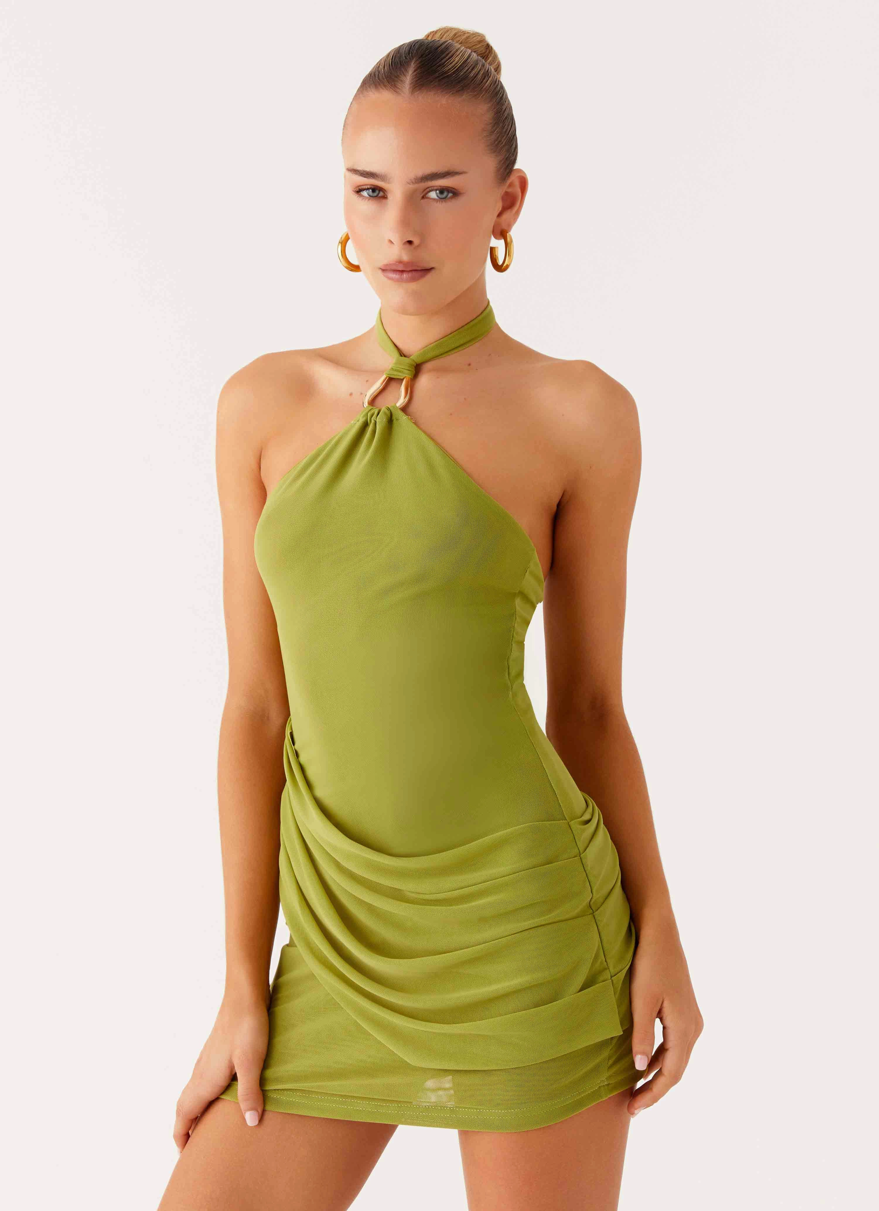 Henrietta Mini Dress - Citrus Silk Flow Side Slit