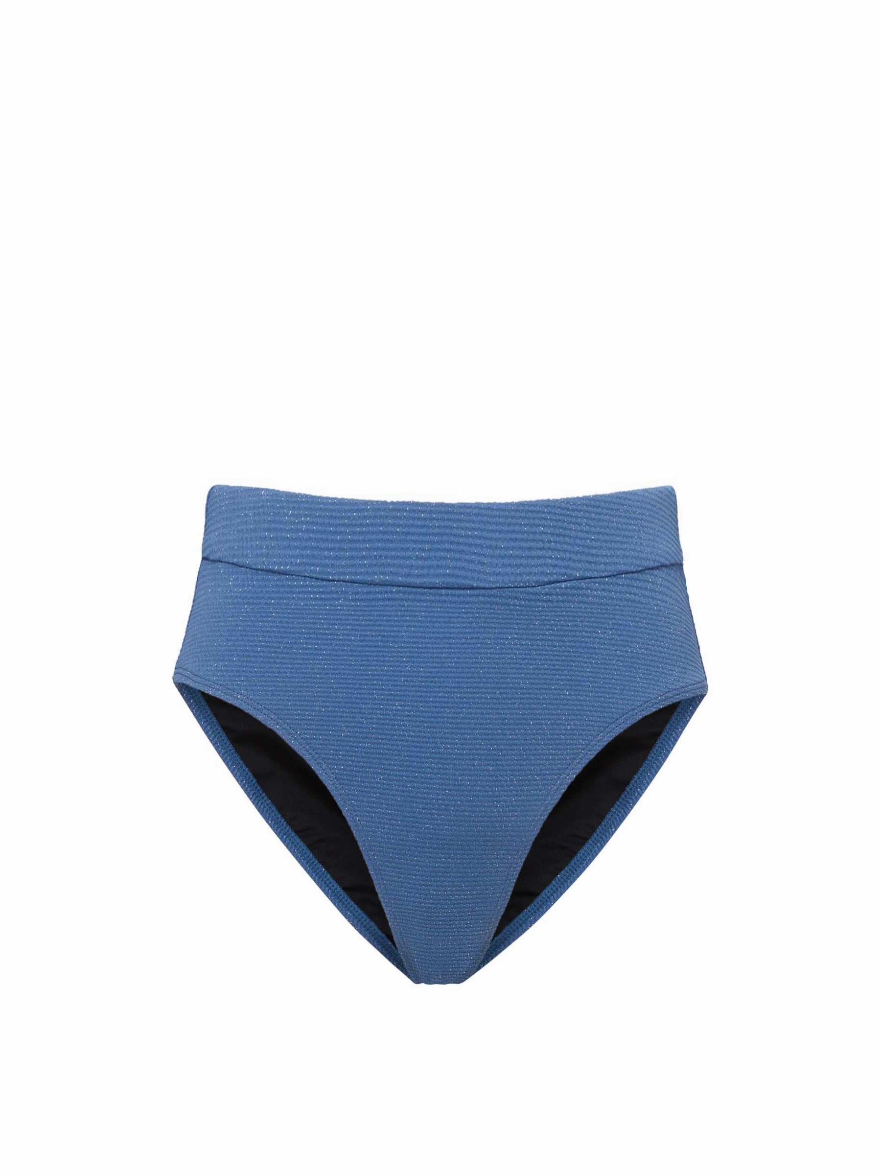 Hi Leg Hi Waist Bottom In Steel Blue Metallic Pique Soft Touch