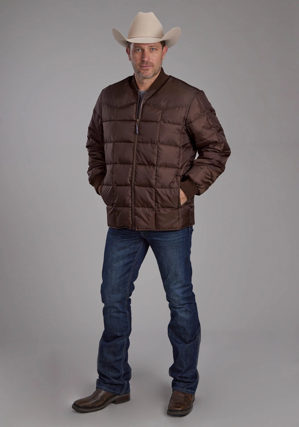 Windproof Inner Layer Pocket Details Roper Mens Insulated Western Chocolate 100% Polyester Insulated Jacket