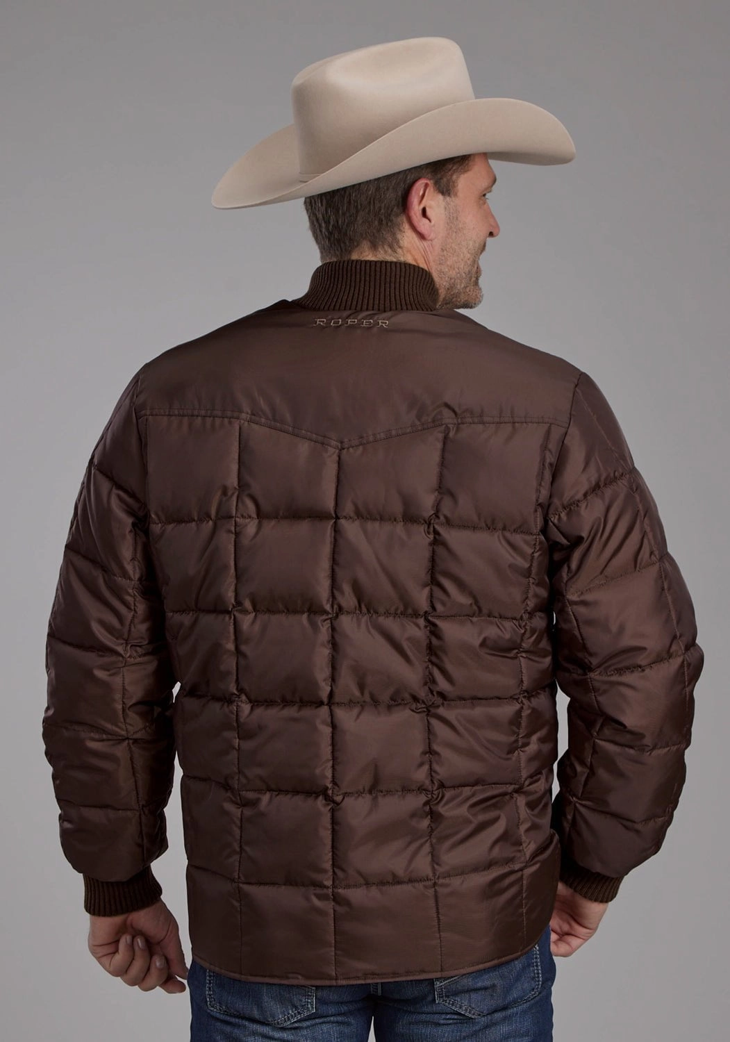 Roper Mens Insulated Western Chocolate 100% Polyester Insulated Jacket Glow In The Dark Trim Softshell Construction