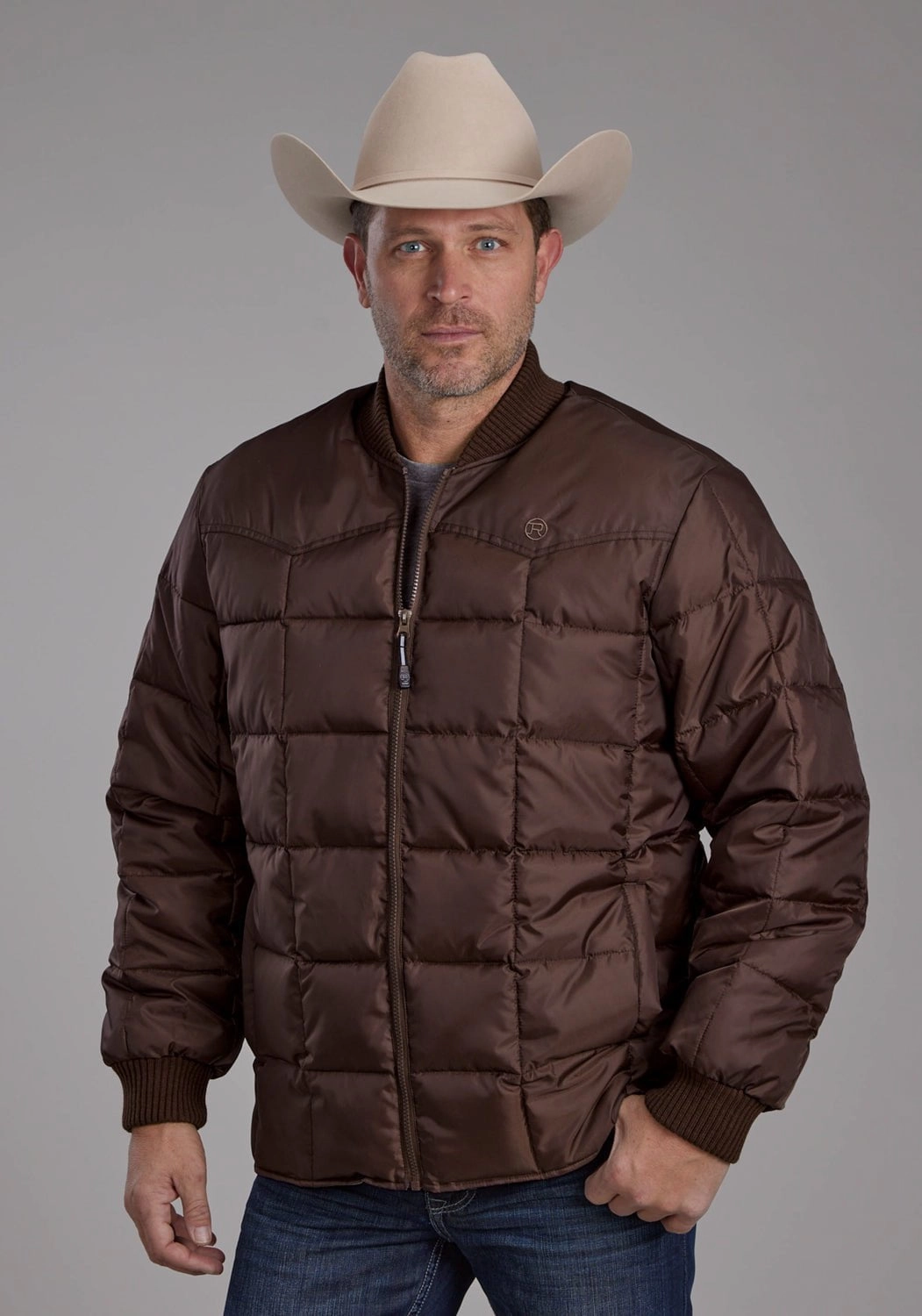 Elasticized Edging Active Layer Roper Mens Insulated Western Chocolate 100% Polyester Insulated Jacket