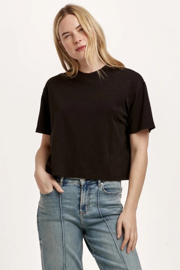 Maddox Jersey Tee - Black DropShoulderConstruction FadeResistant