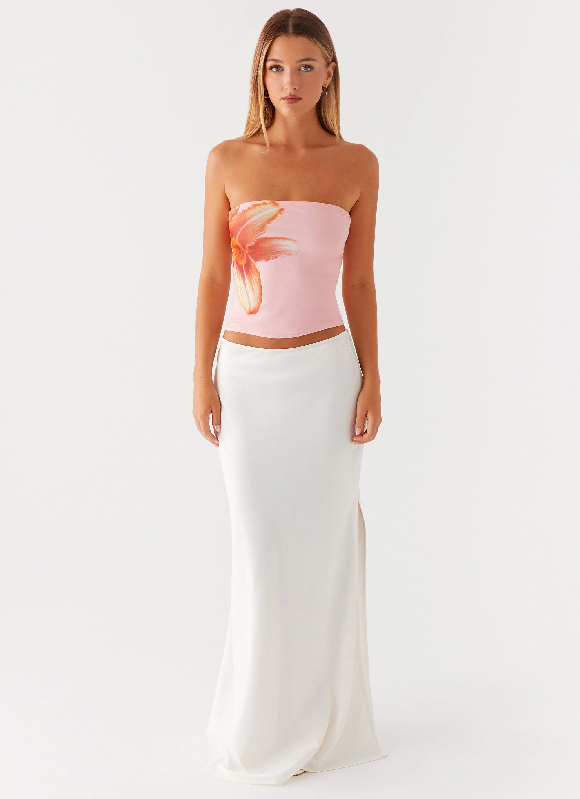 RawHemDetail Fall For You Strapless Top - Pink