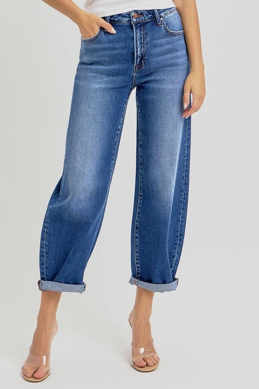 HANNAH HIGH RISE CROP MILD BARREL JEANS Elegant Blouse